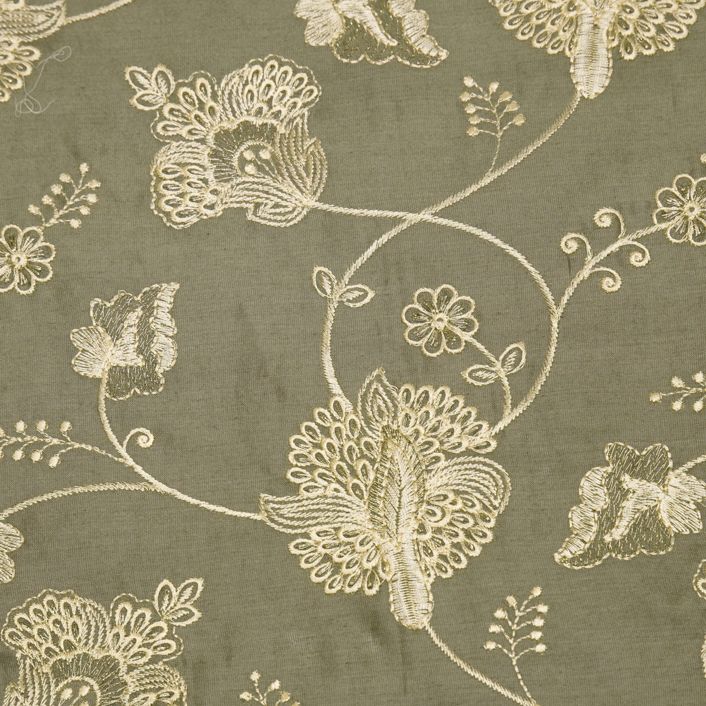 Usma Mouse Viscose Raw Silk Embroidered Fabric in Jaal Pattern
