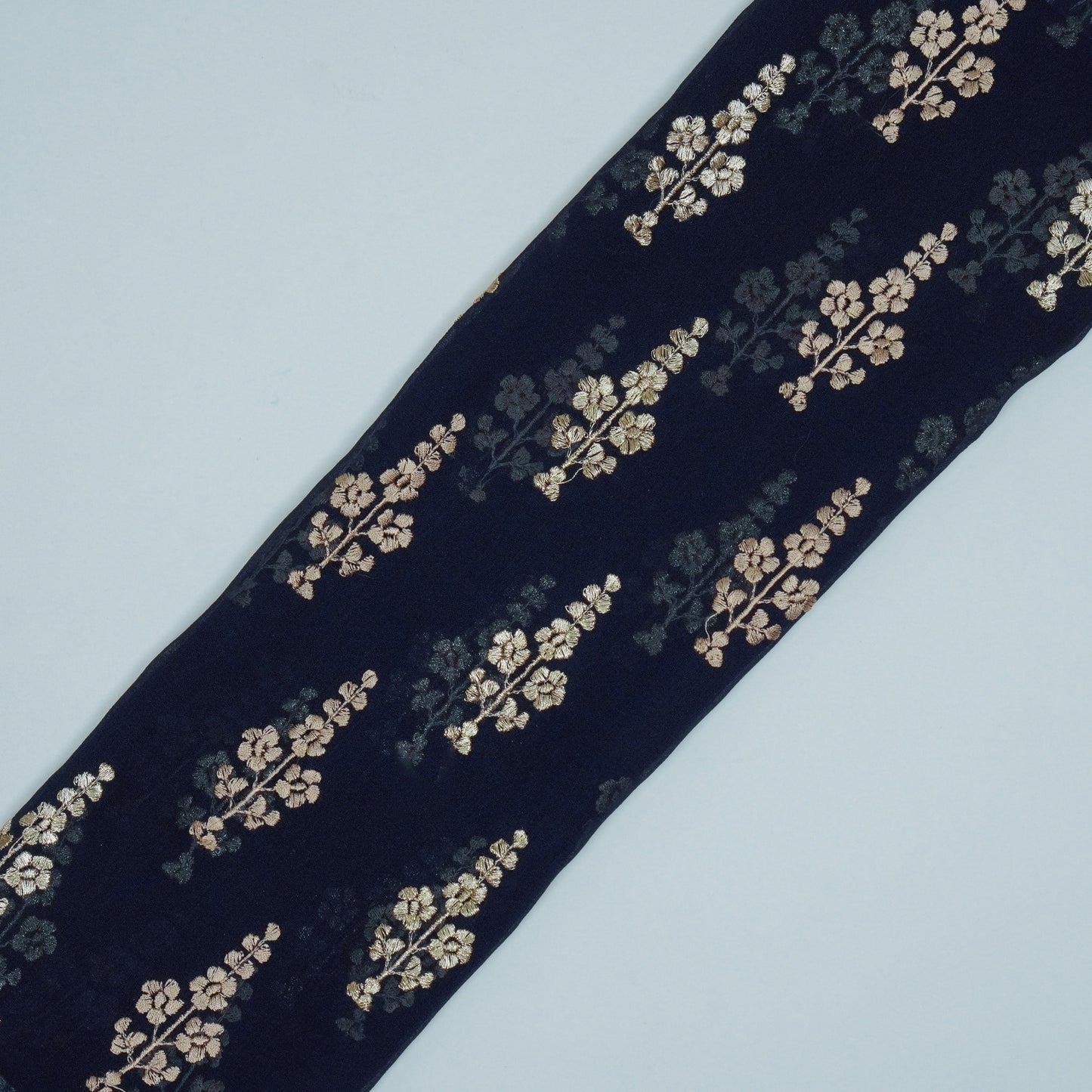 Adiva Navy Blue Viscose Georgette Embroidered Fabric in Buta Pattern