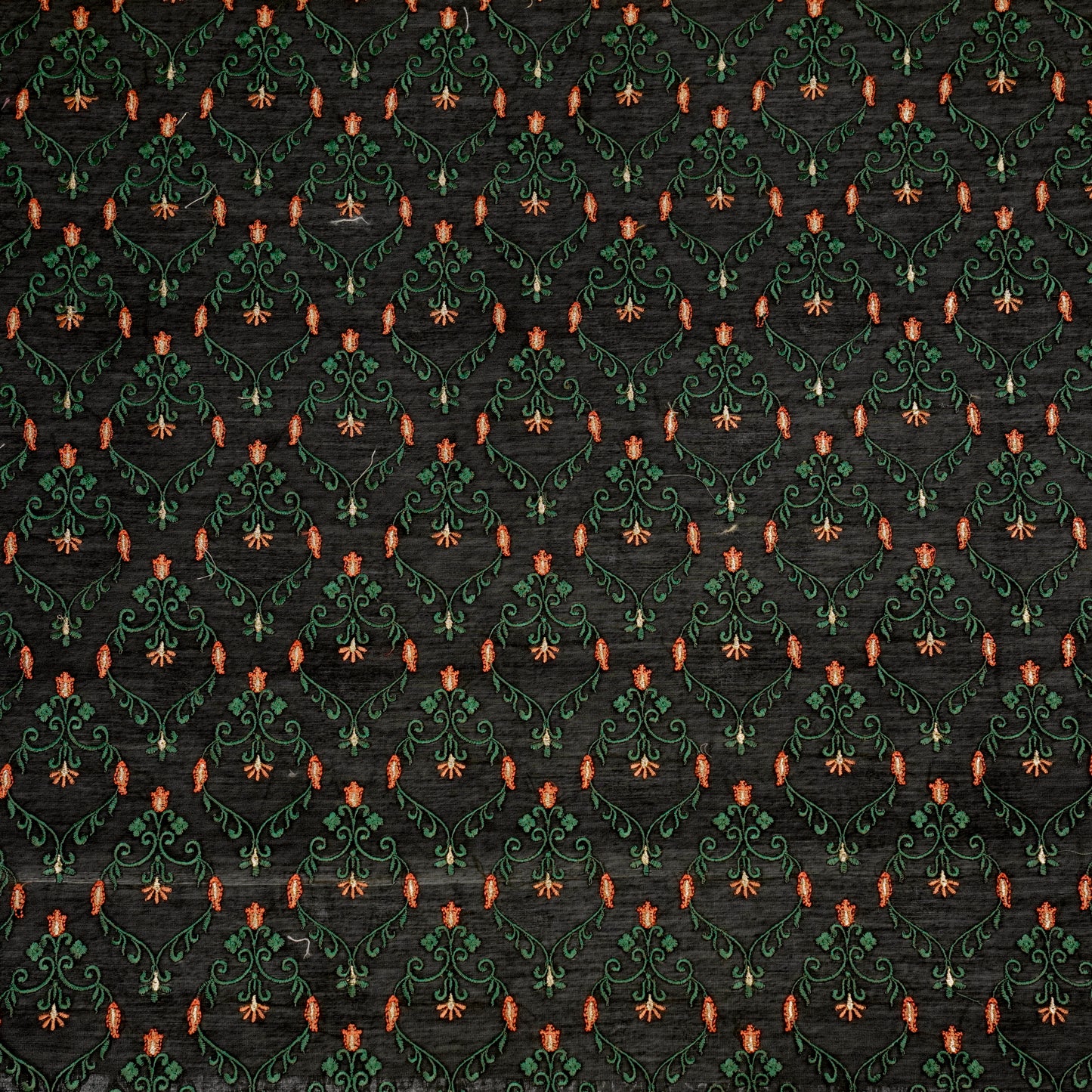 Raza Black Chanderi Embroidered Fabric in Jaal Pattern