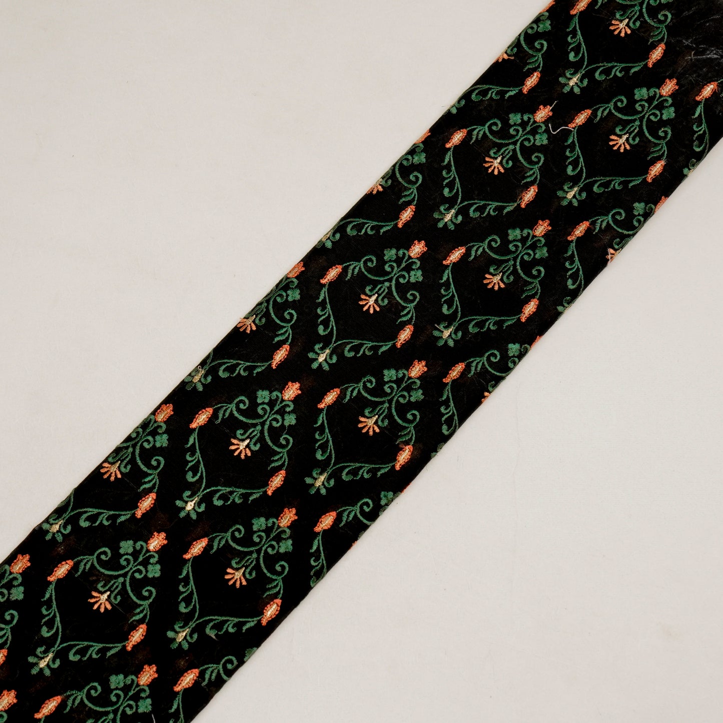 Raza Black Chanderi Embroidered Fabric in Jaal Pattern