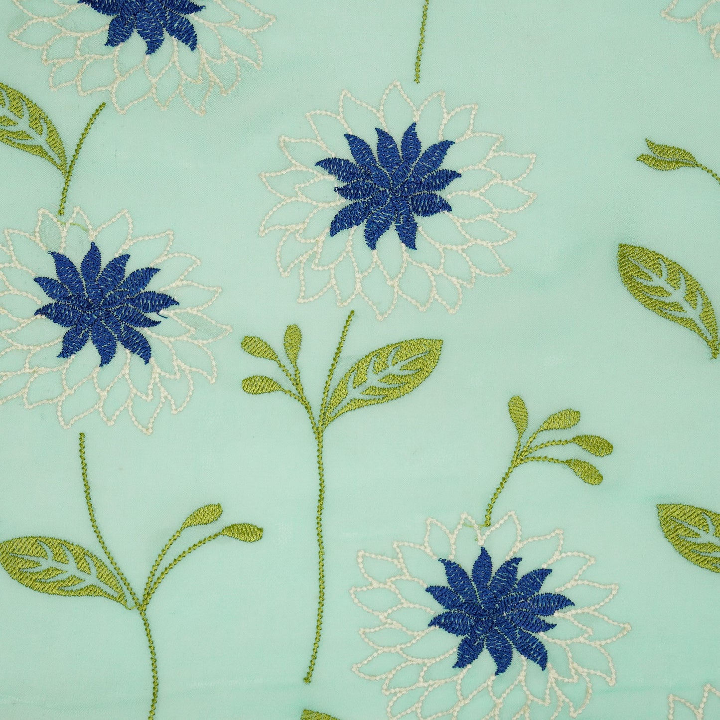 Akila Sky Blue Viscose Georgette Embroidered Fabric in Jaal Pattern