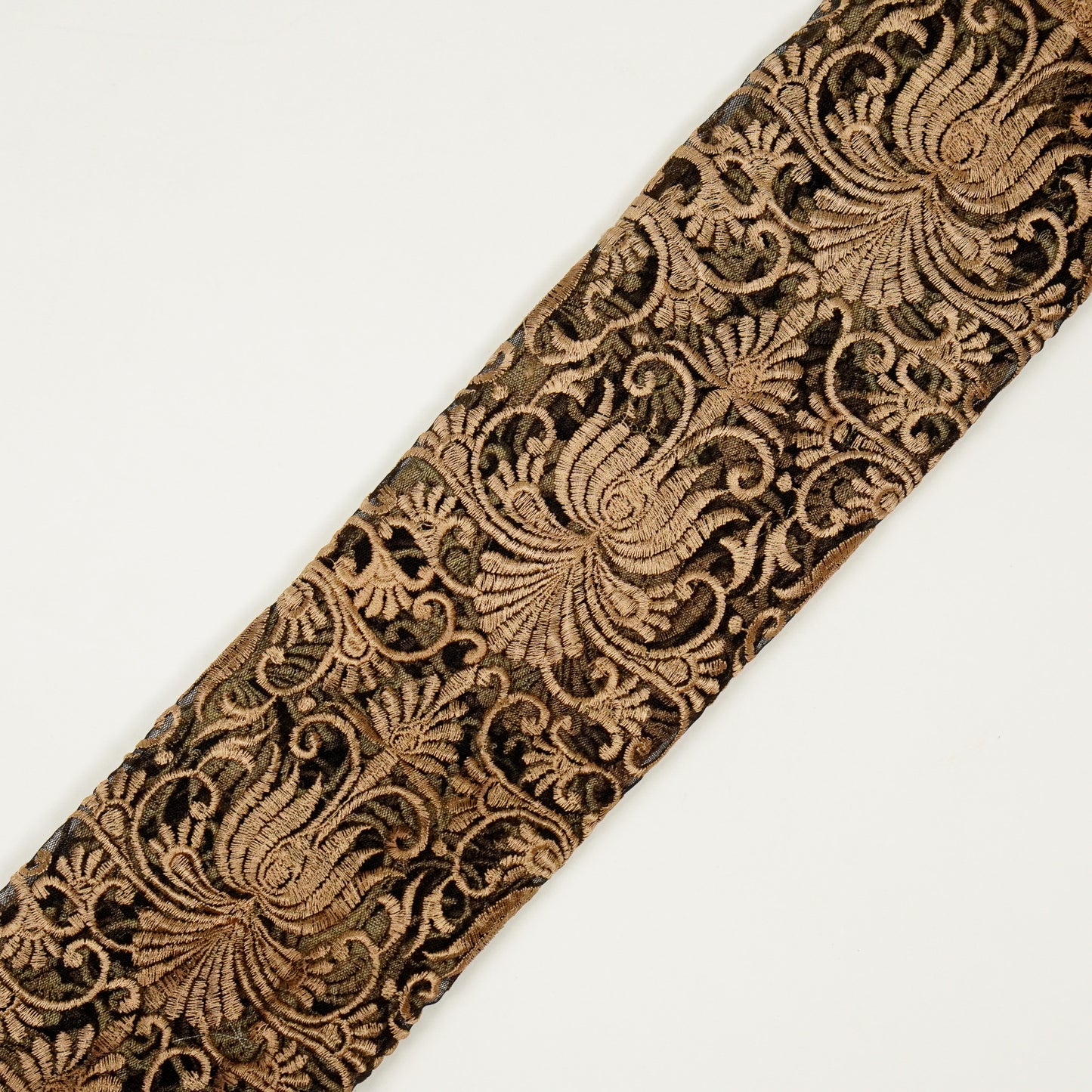 Esra Black Nylon Net Embroidered Fabric in Jaal Pattern