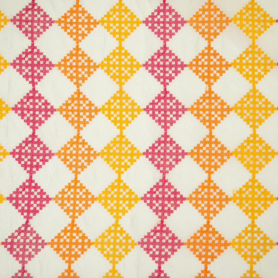 Nyra Ivory Chanderi Embroidered Fabric in Geometric Buta Pattern