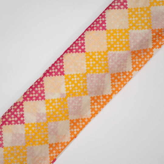 Nyra Ivory Chanderi Embroidered Fabric in Geometric Buta Pattern