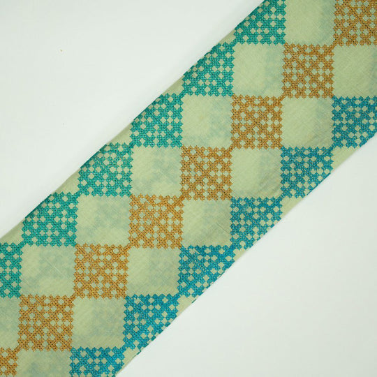 Nyra Sea Green Chanderi Embroidered Fabric in Geometric Buta Pattern