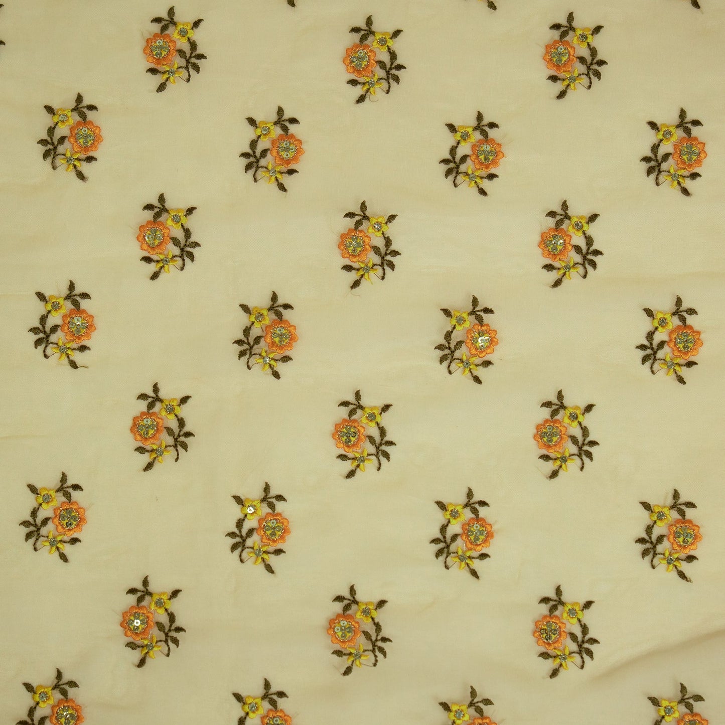 Wafiza Mango Viscose Organza Embroidered Fabric in Buti Pattern