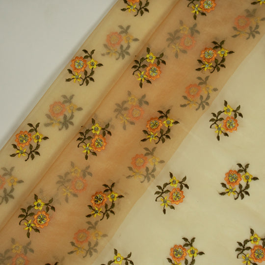 Wafiza Mango Viscose Organza Embroidered Fabric in Buti Pattern