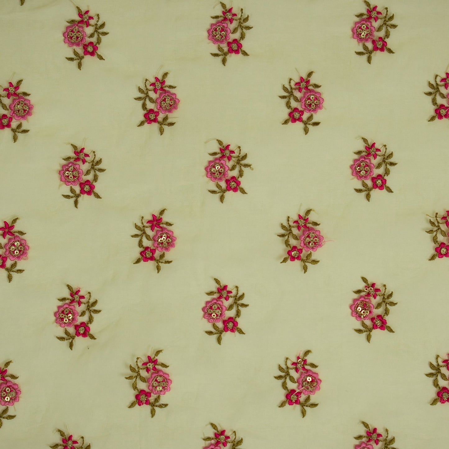 Wafiza Gold Viscose Organza Embroidered Fabric in Buti Pattern