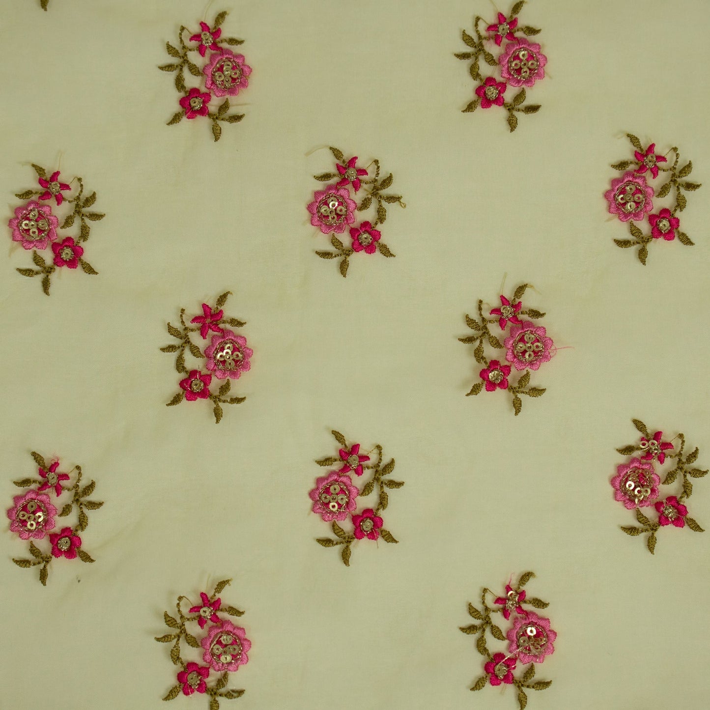 Wafiza Gold Viscose Organza Embroidered Fabric in Buti Pattern