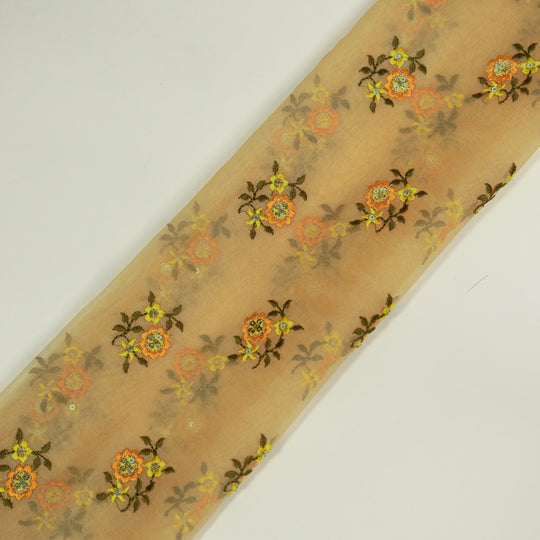 Wafiza Mango Viscose Organza Embroidered Fabric in Buti Pattern