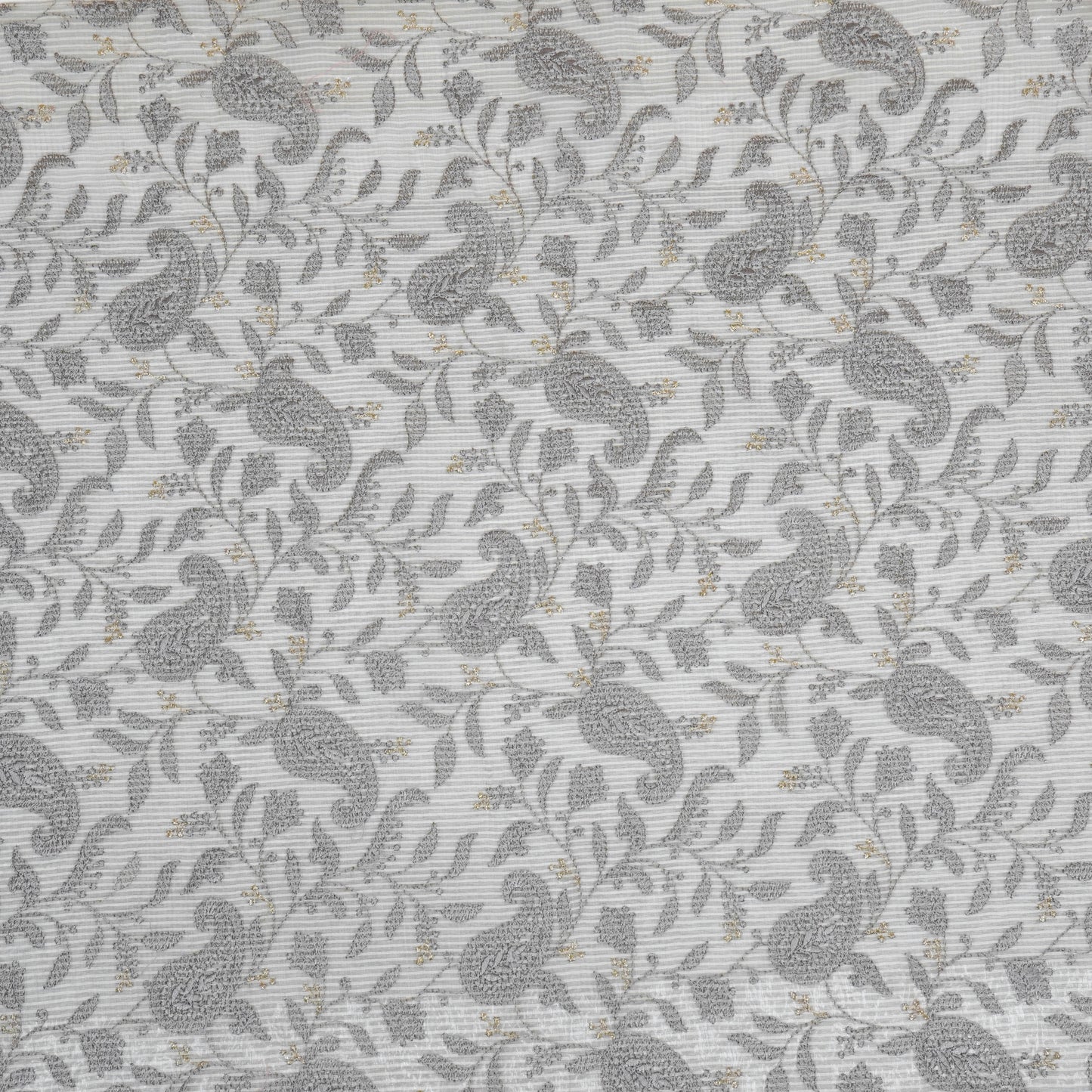 Rania Charcoal Semi Munga Kota Embroidered Fabric in Jaal Pattern