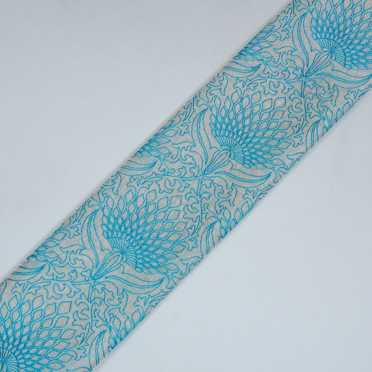 Hanifa Ivory Chanderi Embroidered Fabric in Jaal Pattern