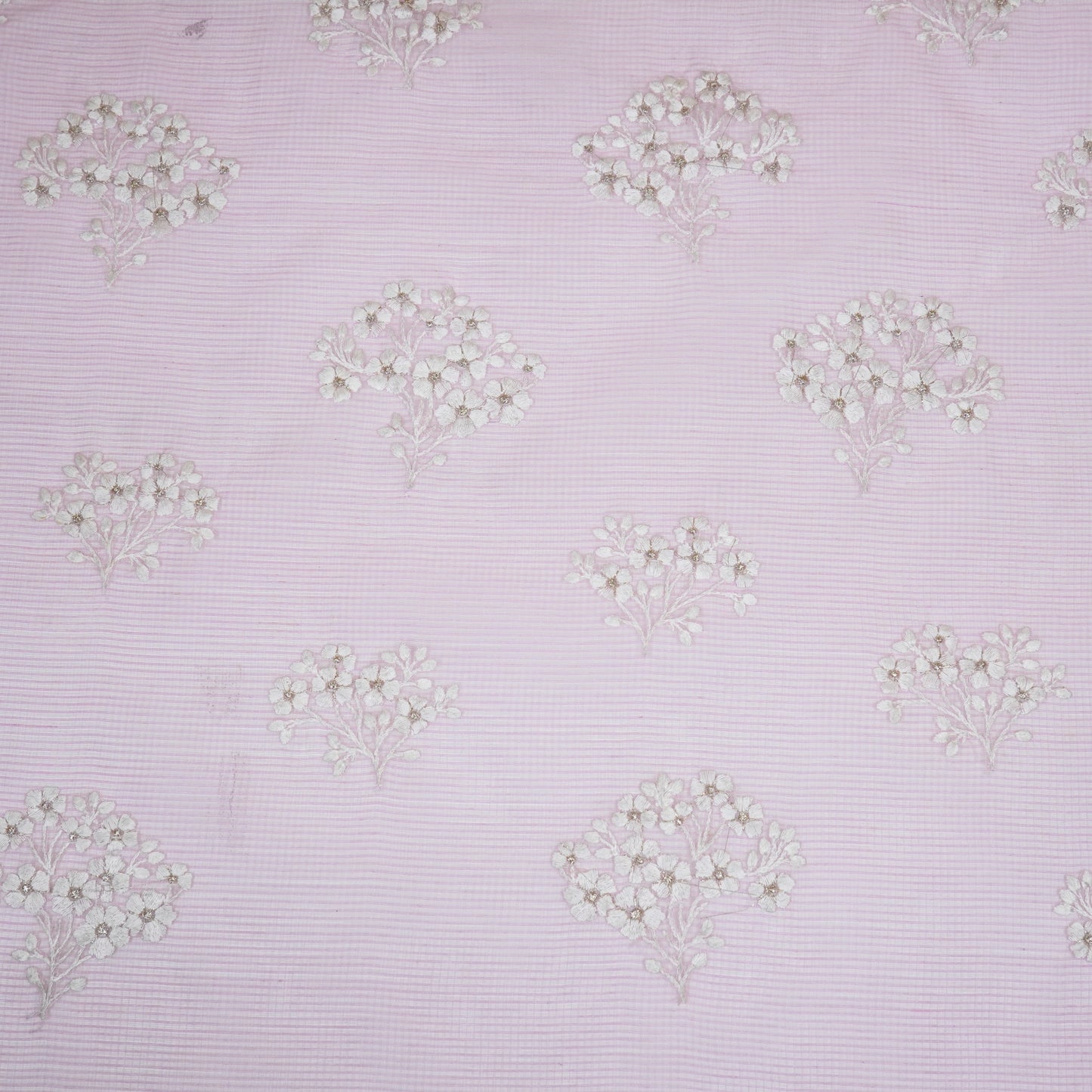 Yatika Pink Semi Munga Kota Embroidered Fabric in Buta Pattern