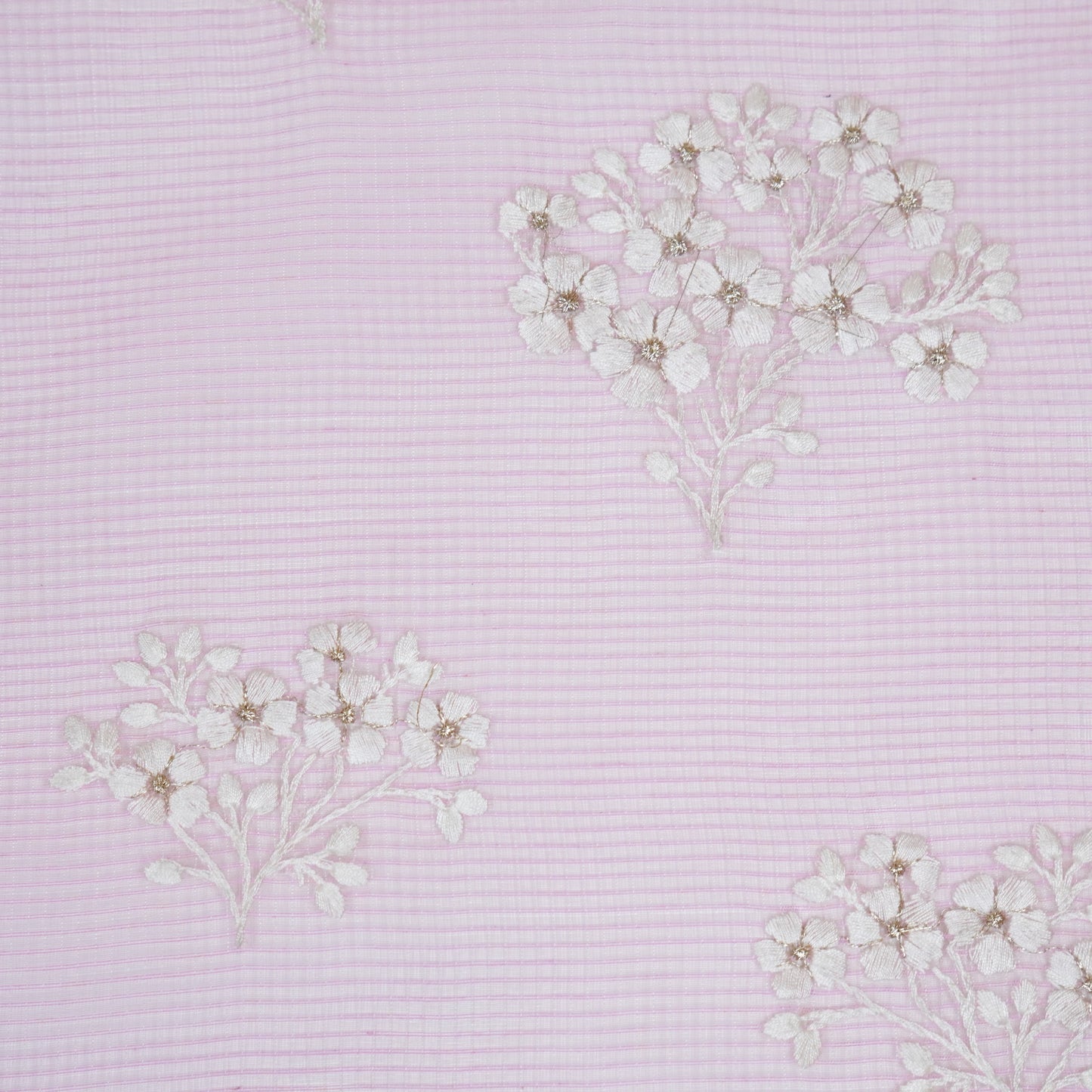 Yatika Pink Semi Munga Kota Embroidered Fabric in Buta Pattern