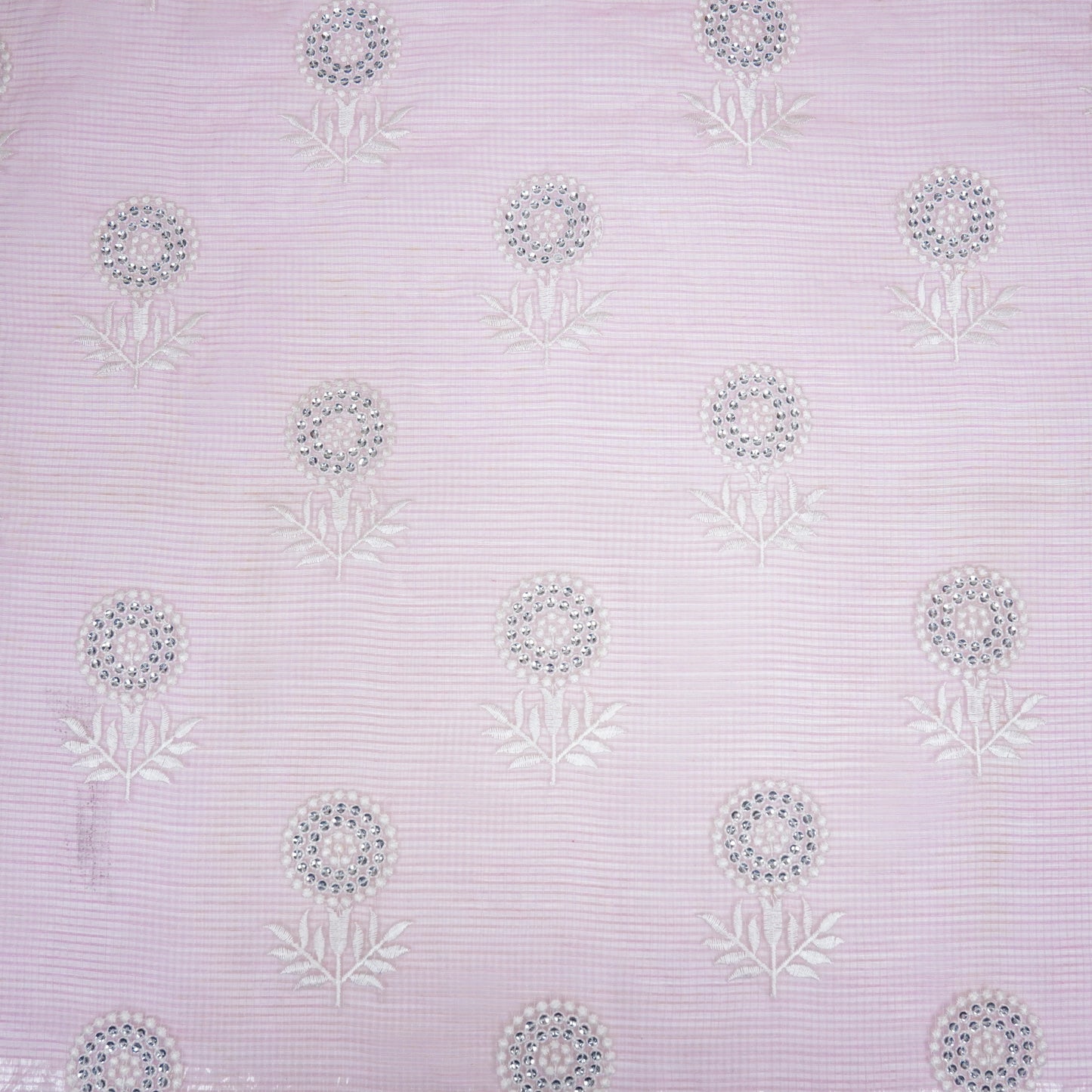 Rasha Lilac Semi Munga Kota Embroidered Fabric in Jaal Pattern