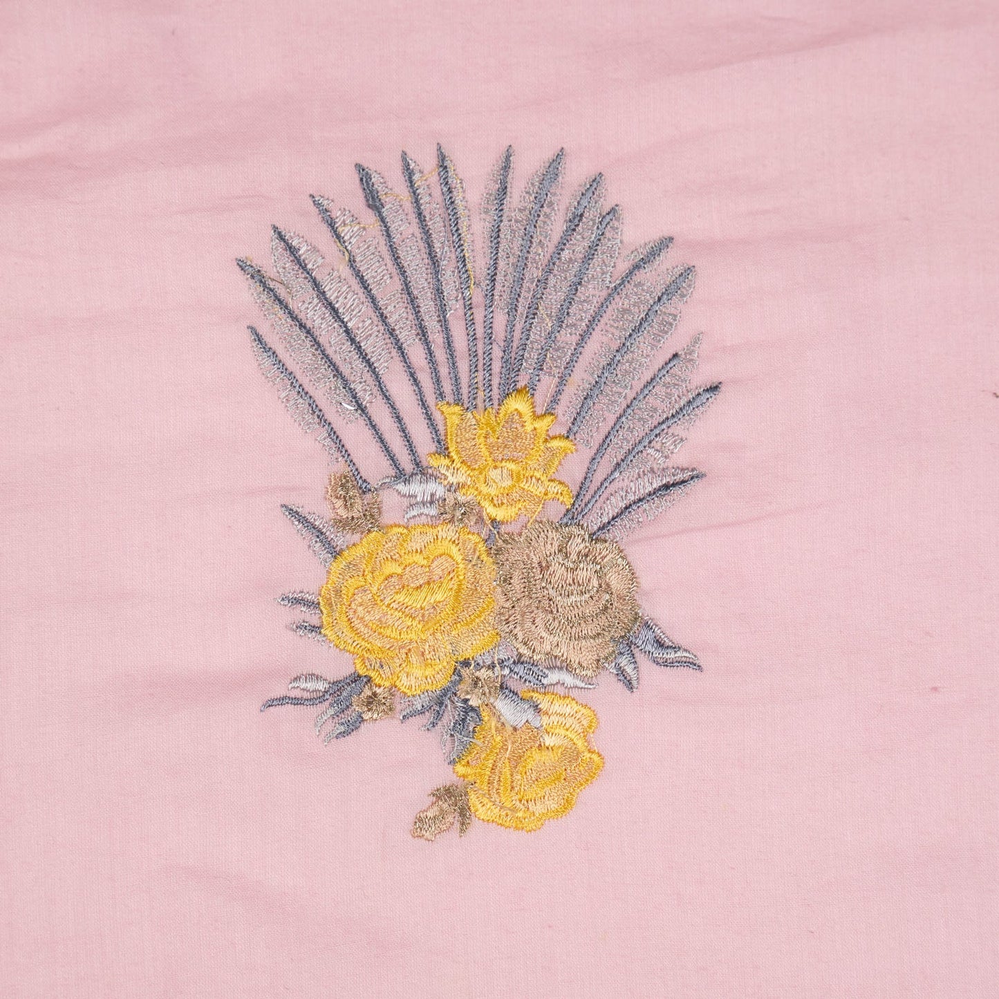 Nusrat Floral Pink Cotton Embroidered Fabric in Buta Pattern