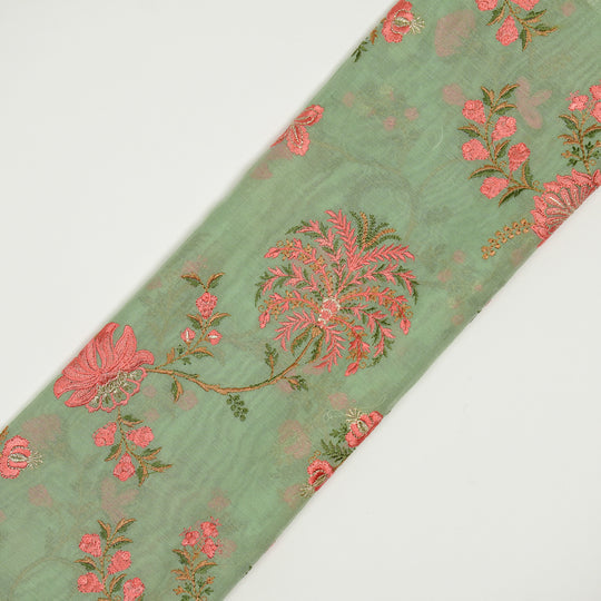 Yalina Sea Green Chanderi Embroidered Fabric in Jaal Pattern