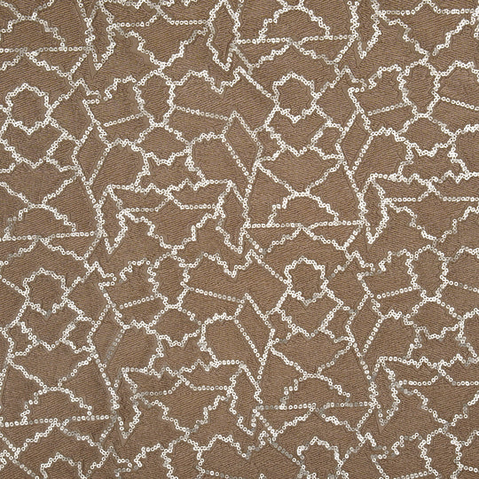 Naumani Mouse Chanderi Embroidered Fabric in Sequins Jaal Pattern