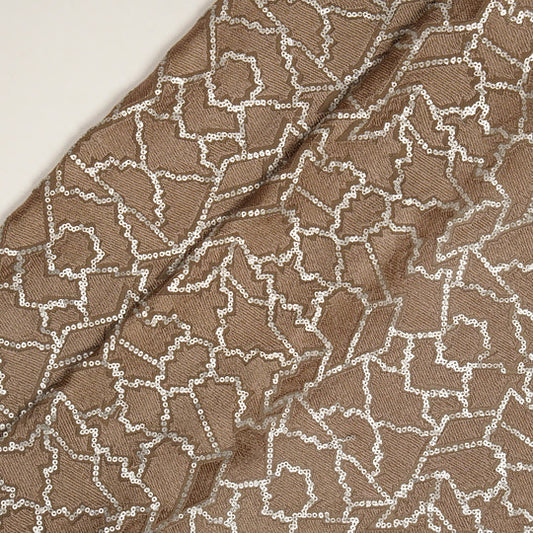 Naumani Mouse Chanderi Embroidered Fabric in Sequins Jaal Pattern