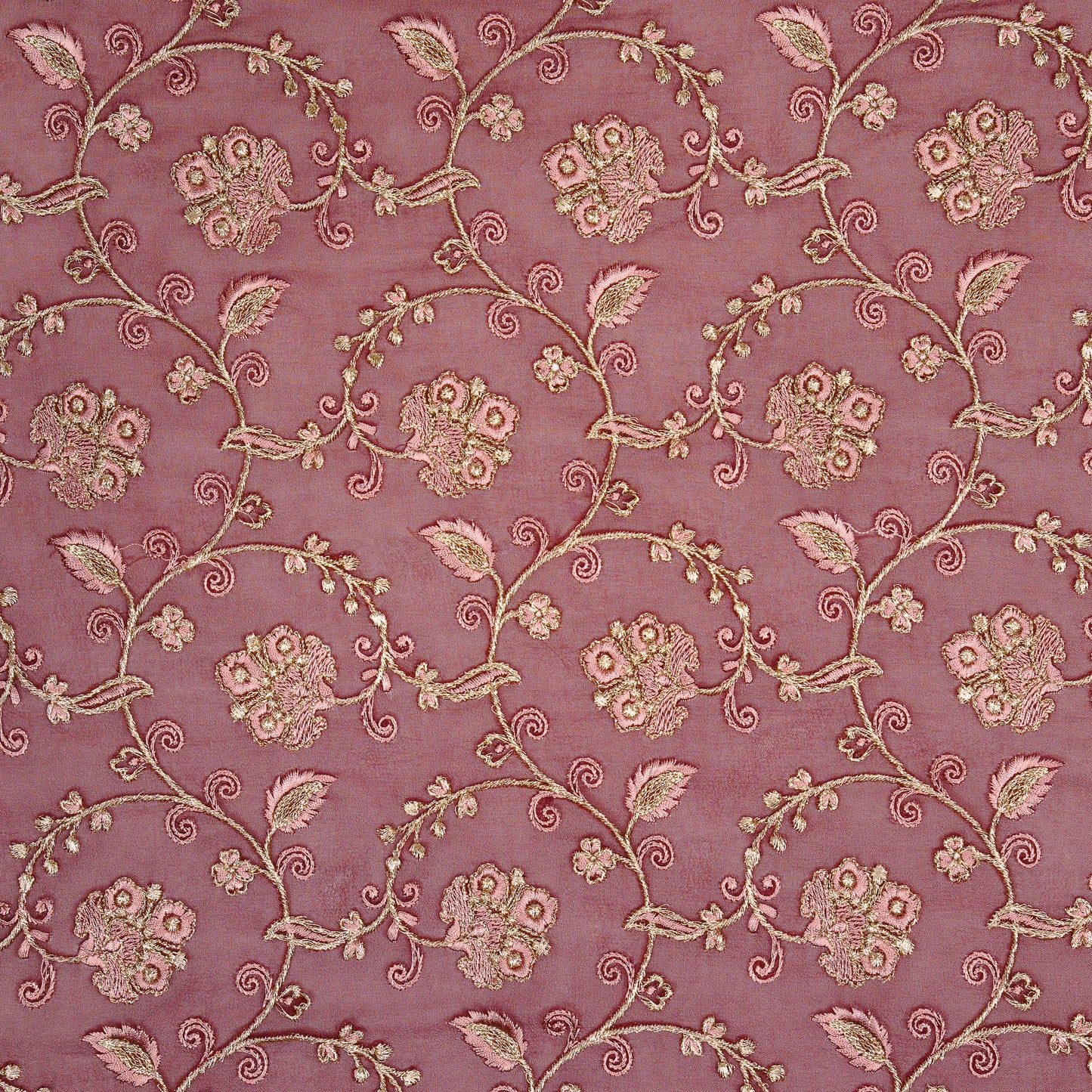 Aliya Wine Viscose Georgette Embroidered Fabric in Jaal Pattern