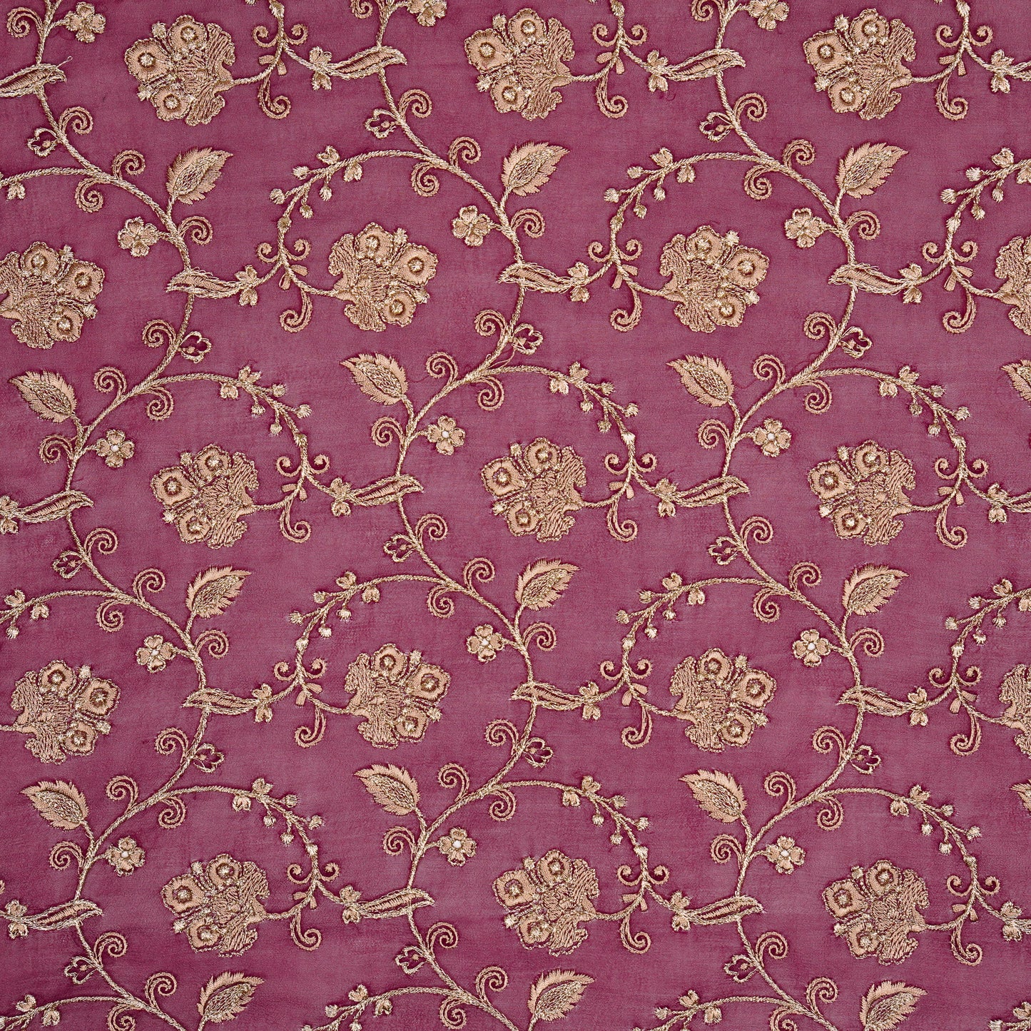Aliya Magenta Viscose Georgette Embroidered Fabric in Jaal Pattern