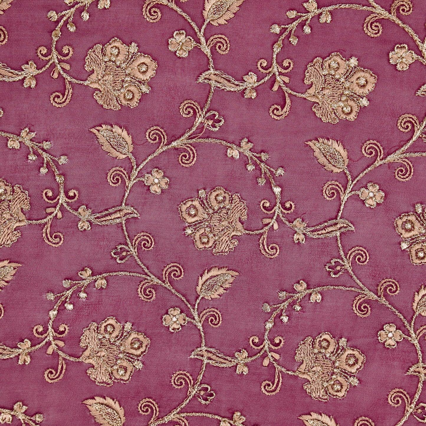 Aliya Magenta Viscose Georgette Embroidered Fabric in Jaal Pattern