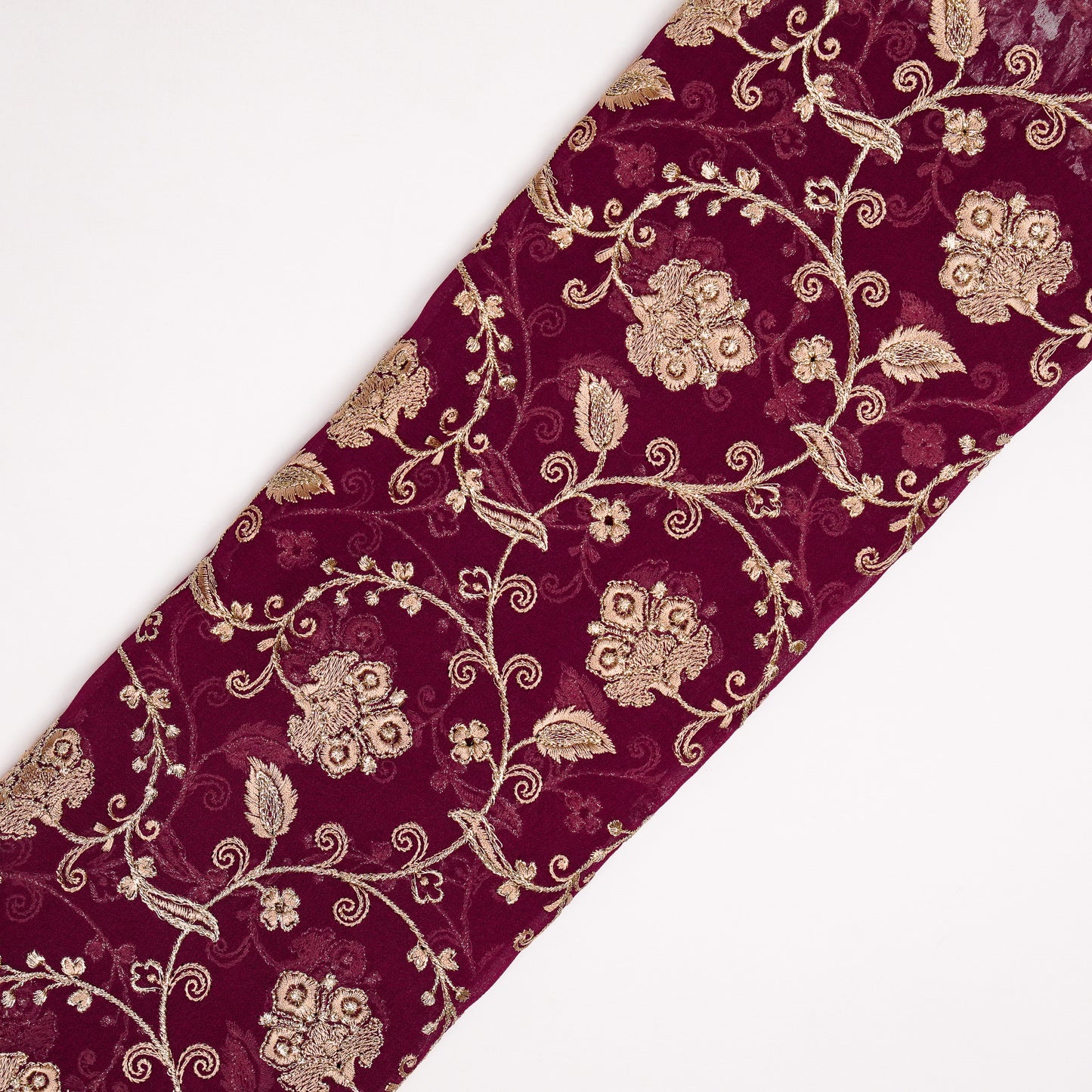 Aliya Magenta Viscose Georgette Embroidered Fabric in Jaal Pattern
