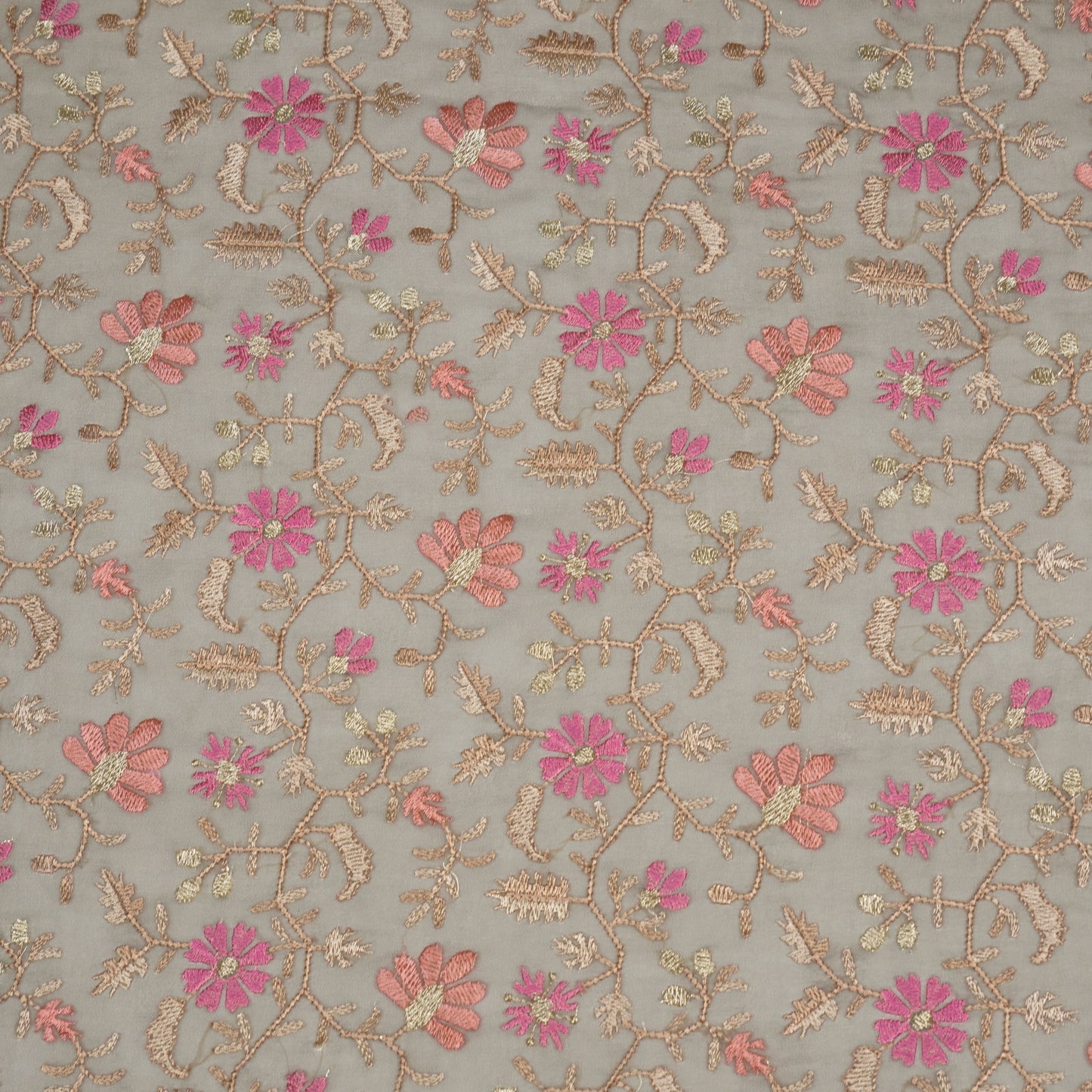 Iqra Mouse Viscose Georgette Embroidered Fabric in Jaal Pattern