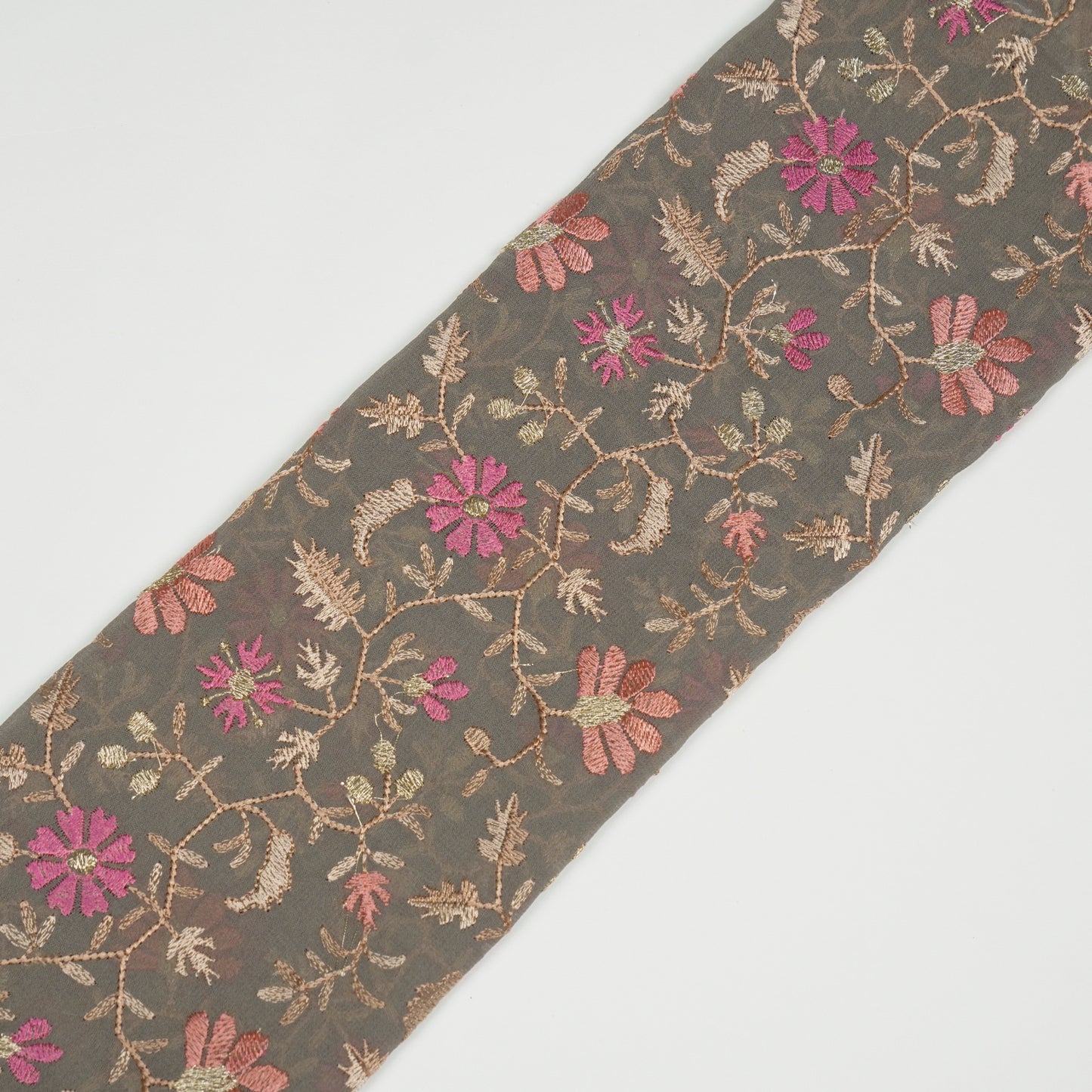 Iqra Mouse Viscose Georgette Embroidered Fabric in Jaal Pattern