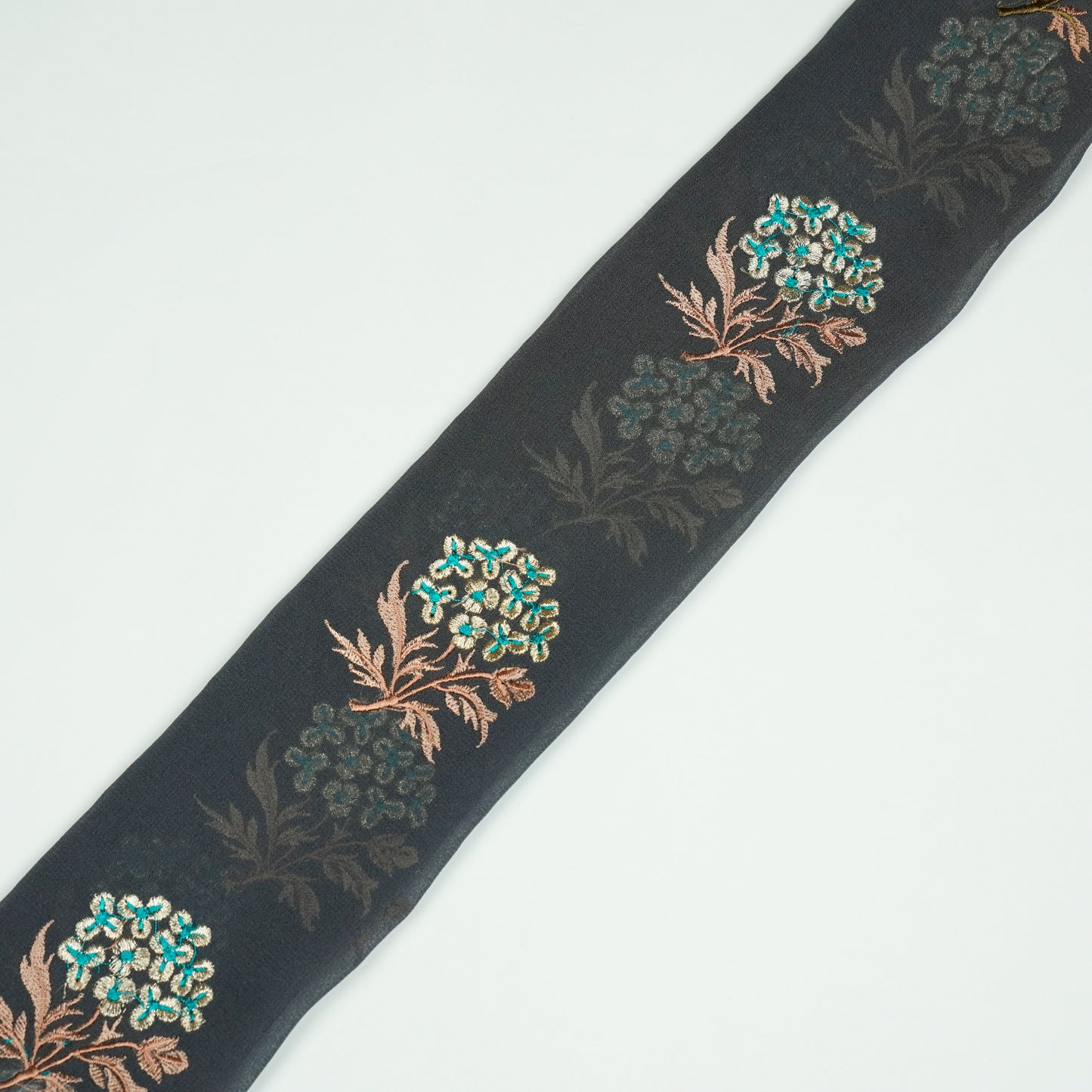 Ruhi Charcoal Viscose Georgette Embroidered Fabric in Buta Pattern