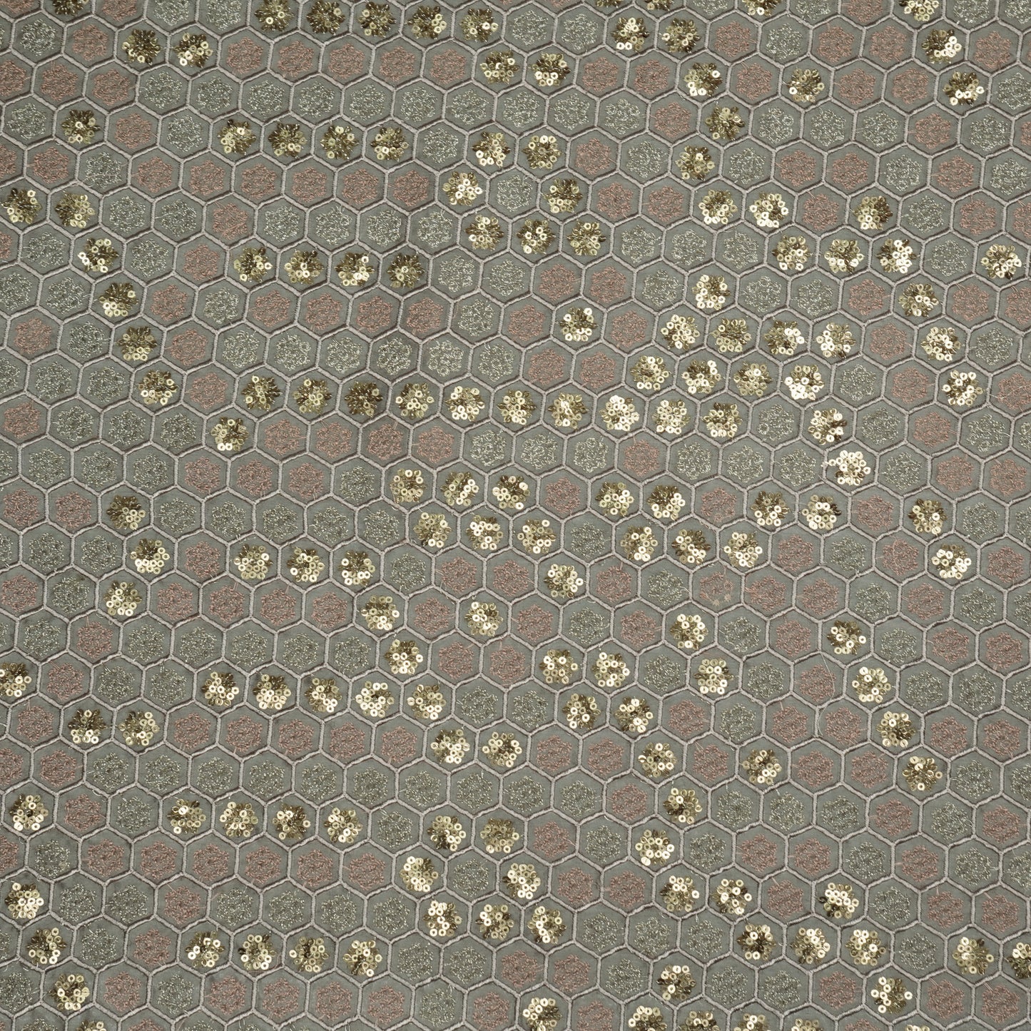 Humaira Mouse Chanderi Embroidered Fabric in Jaal Pattern
