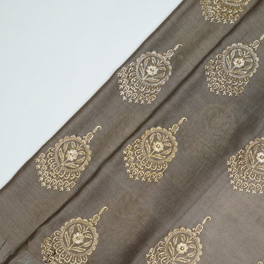 Ifra Mouse Chanderi Embroidered Fabric in Buta Pattern