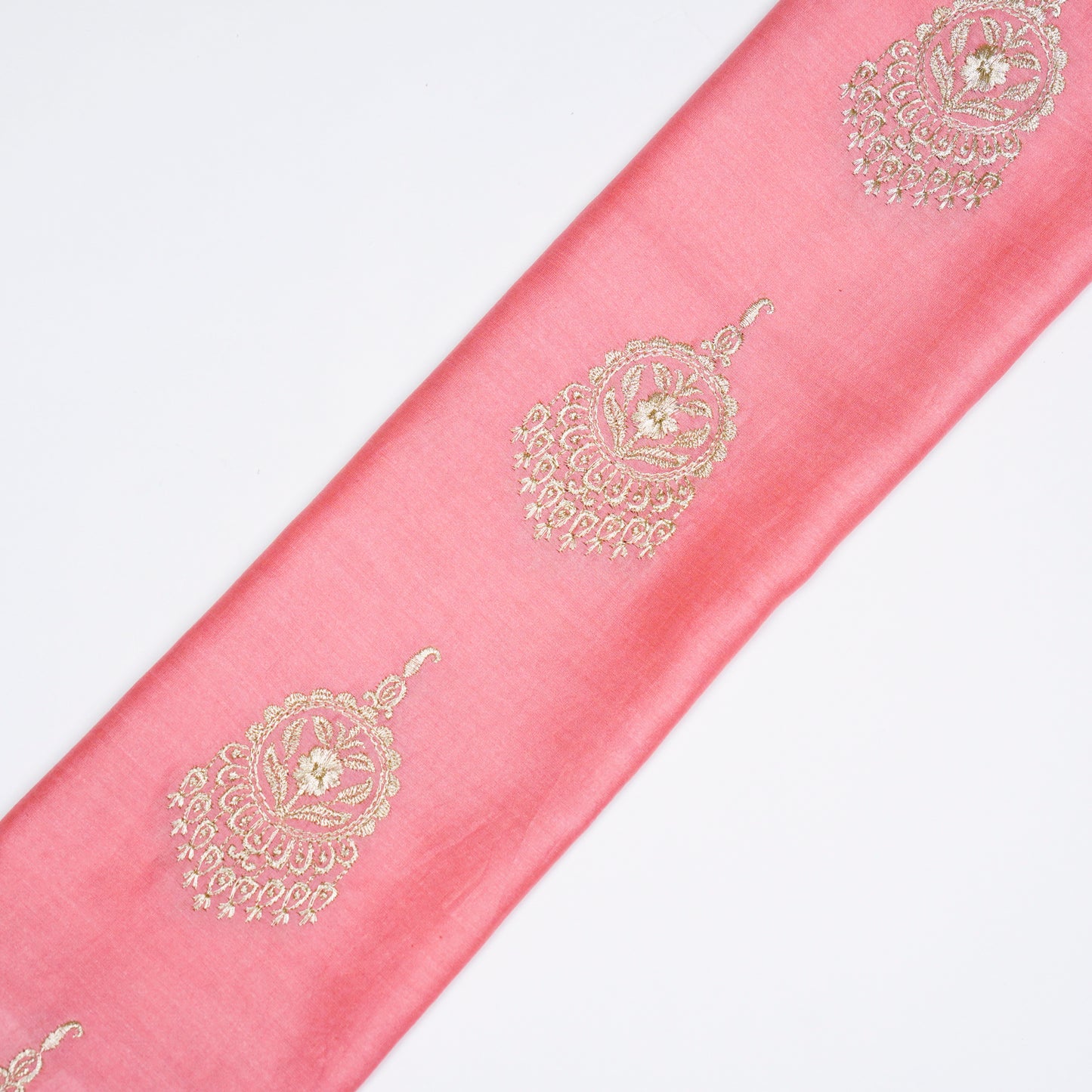 Ifra Gajari Chanderi Embroidered Fabric in Buta Pattern