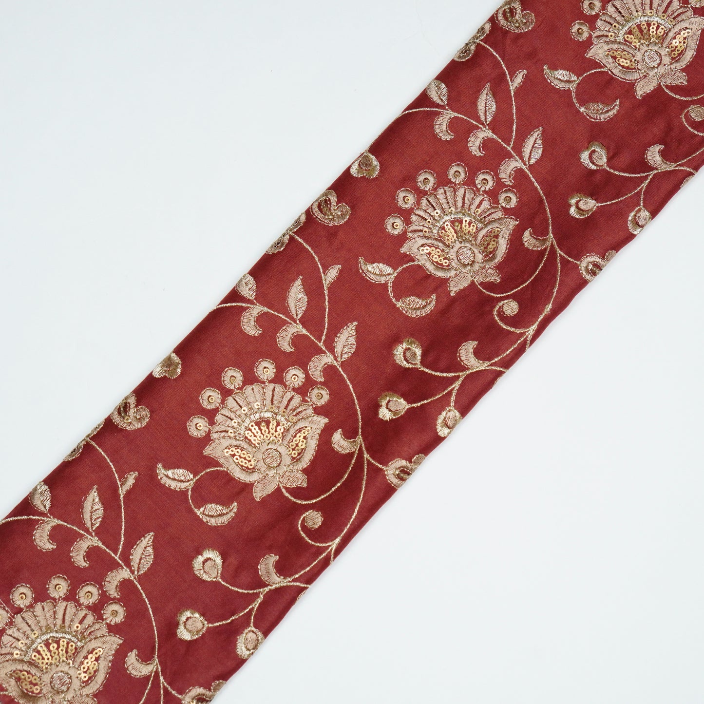 Aatiya Maroon Chanderi Embroidered Fabric in Jaal Pattern