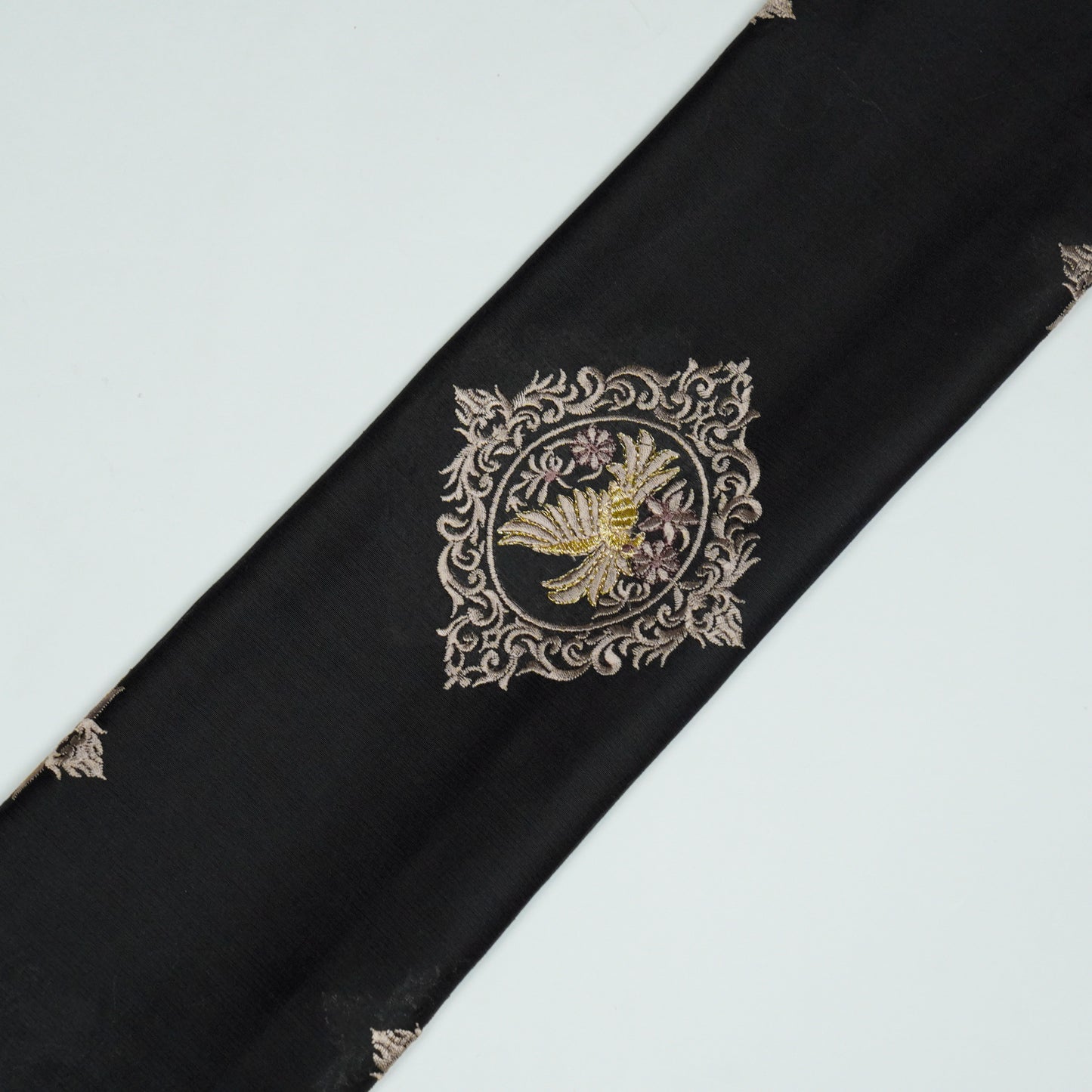 Tilaka Black Chanderi Embroidered Fabric in Buta