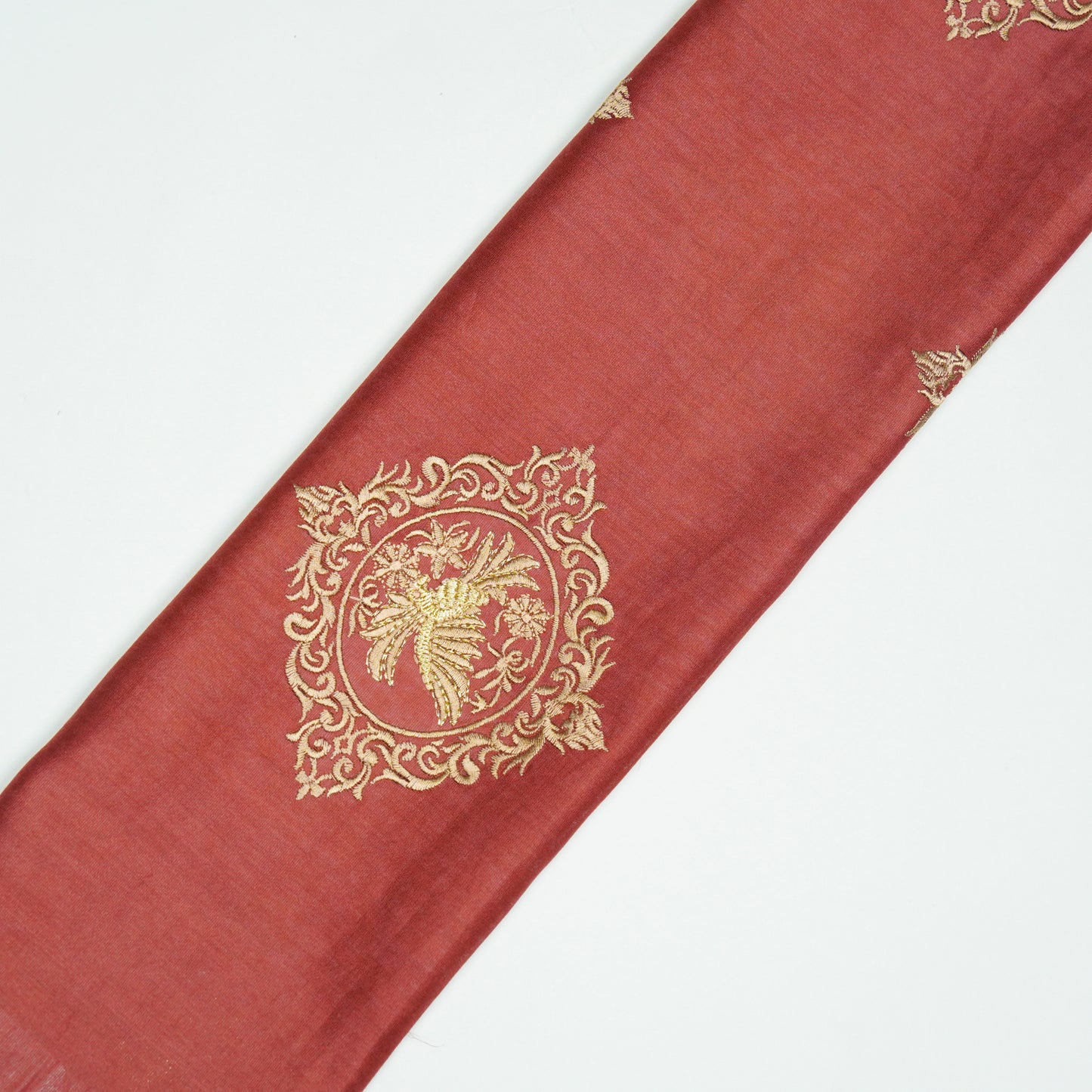 Tilaka Maroon Chanderi Embroidered Fabric in Buta