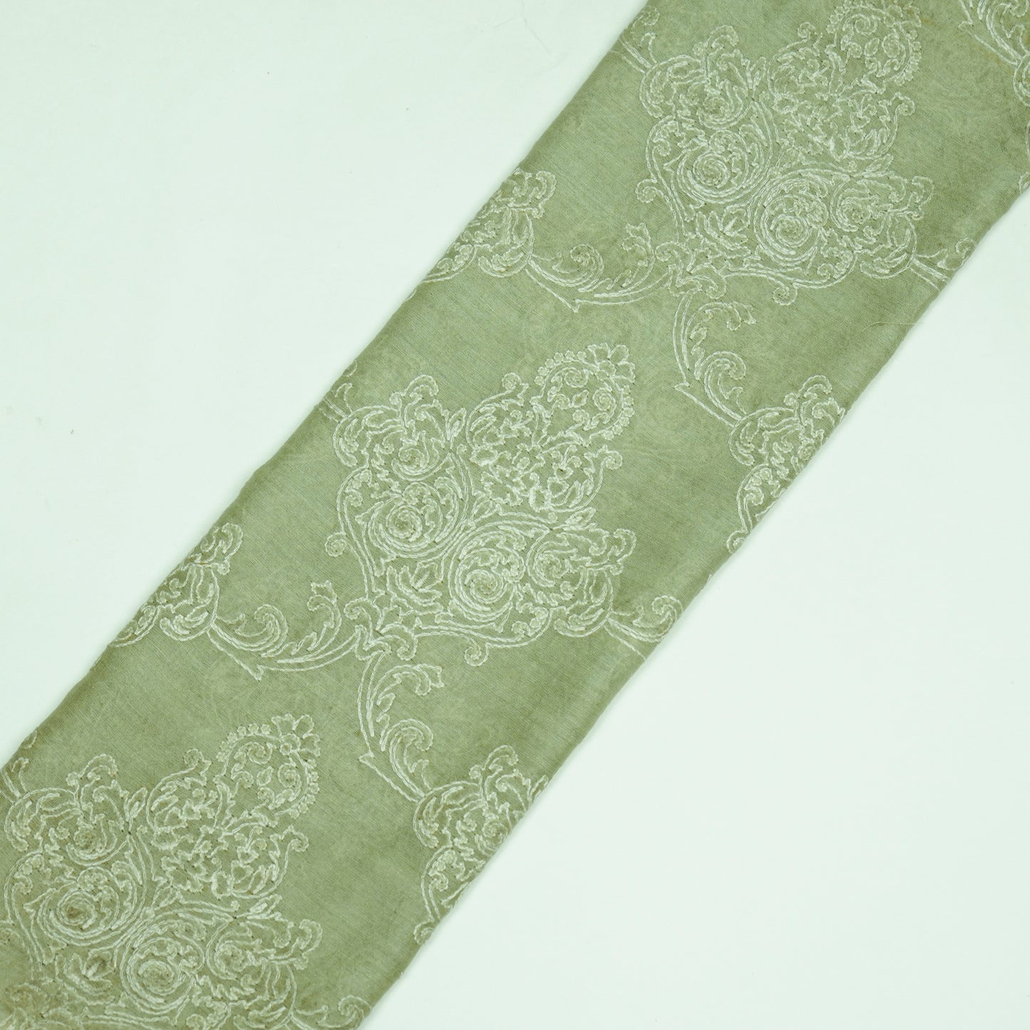 Aleeza Sea Green Chanderi Embroidered Fabric in Jaal Pattern