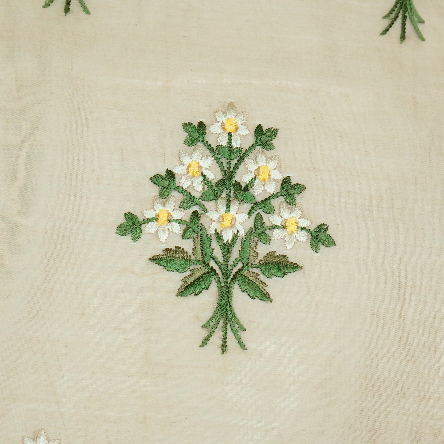 Urwa Grey Mul Chanderi Embroidered Fabric in Buta Pattern
