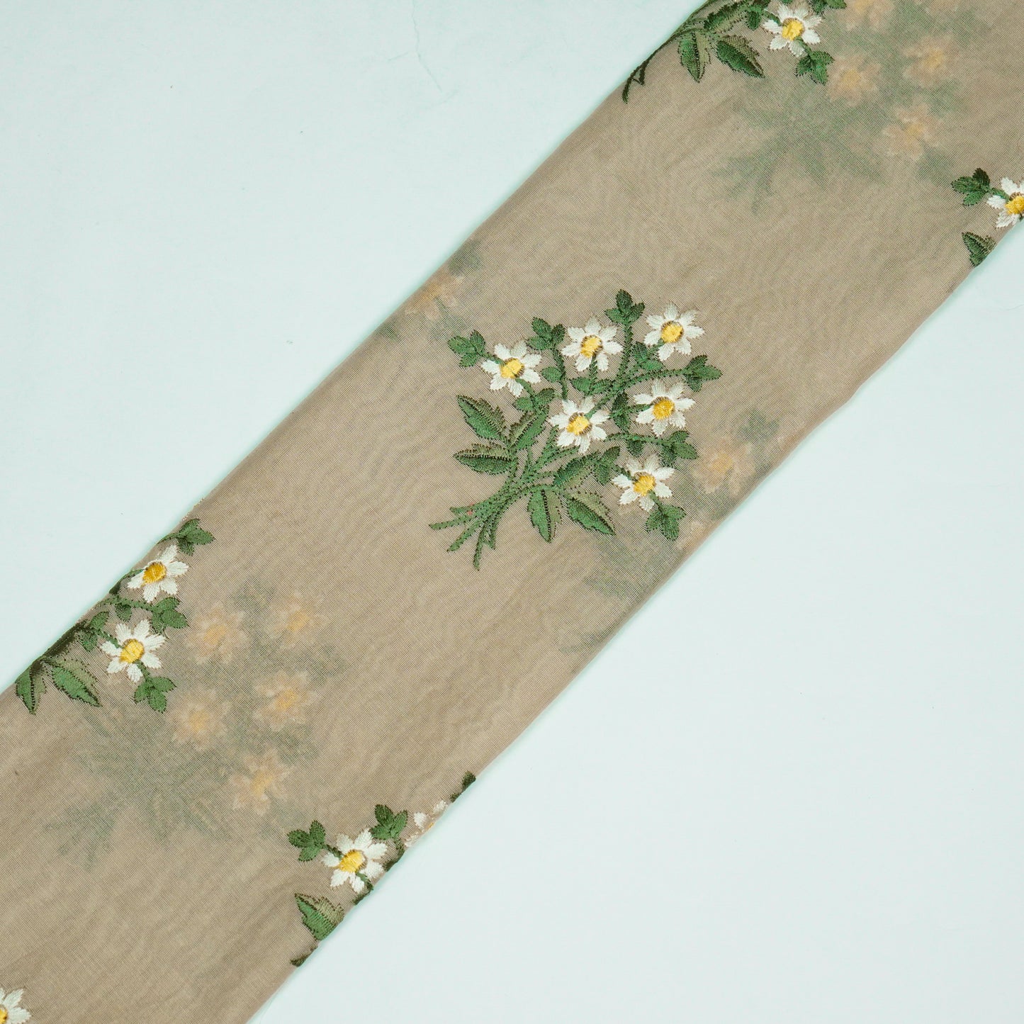 Urwa Grey Mul Chanderi Embroidered Fabric in Buta Pattern