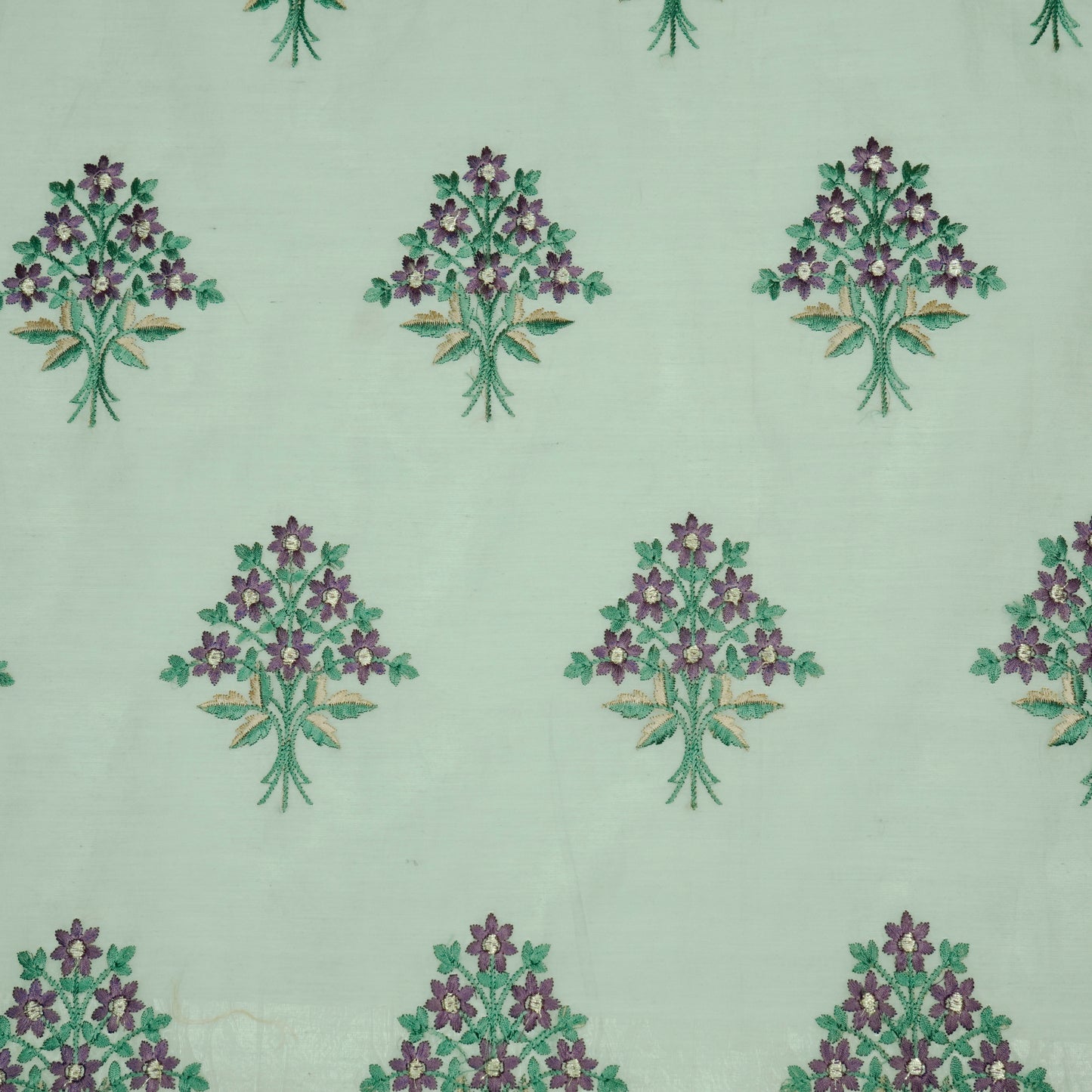 Urwa Aqua Mul Chanderi Embroidered Fabric in Buta Pattern