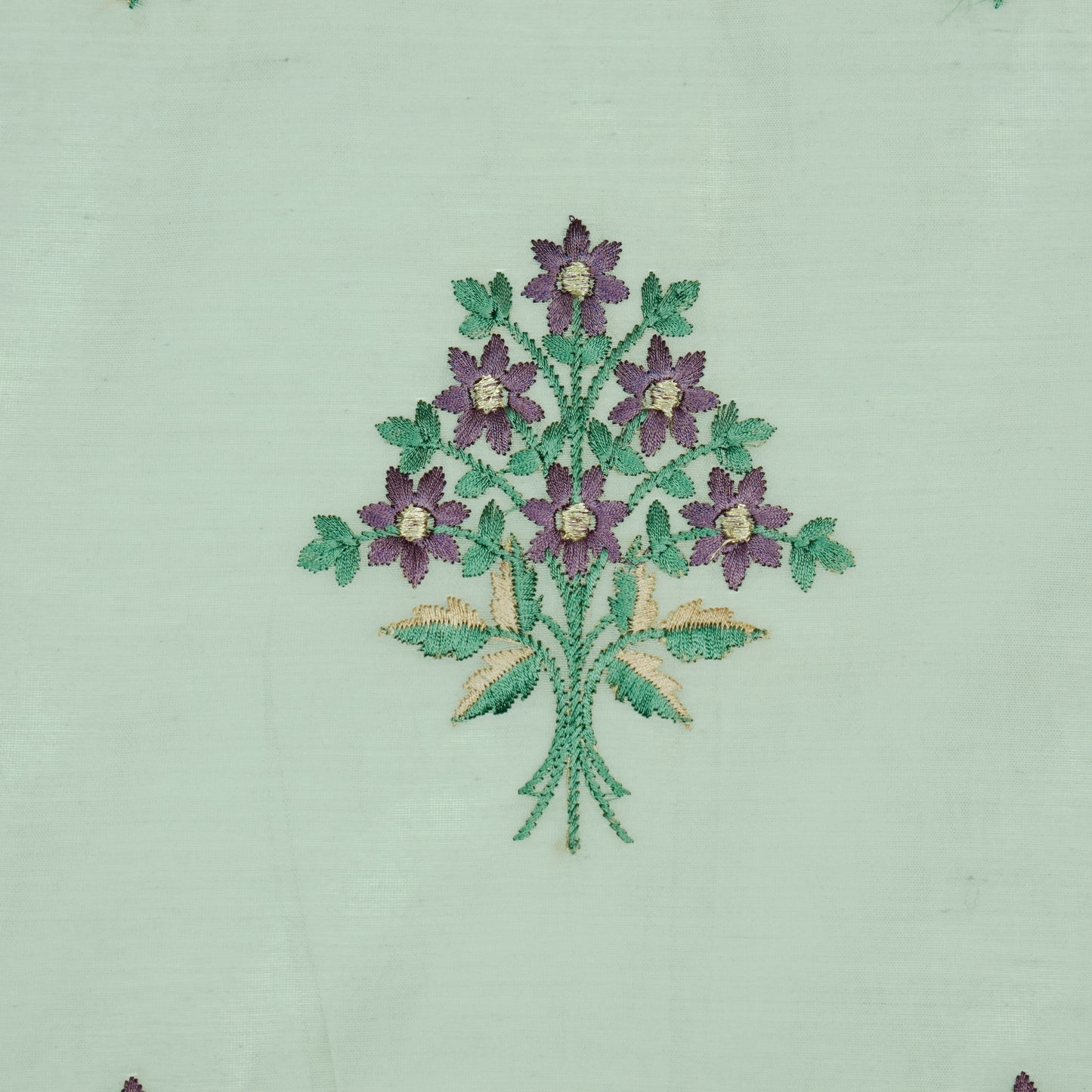 Urwa Aqua Mul Chanderi Embroidered Fabric in Buta Pattern