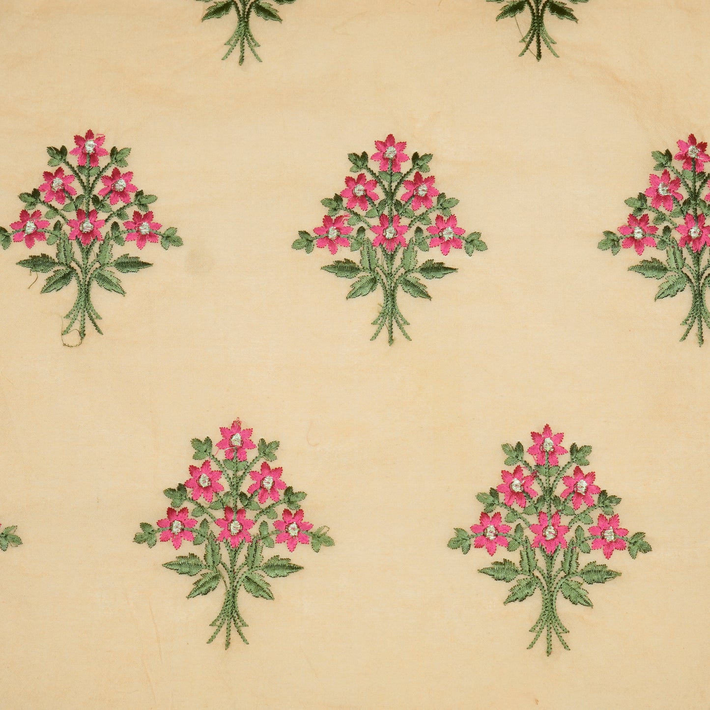 Urwa Peach Mul Chanderi Embroidered Fabric in Buta Pattern