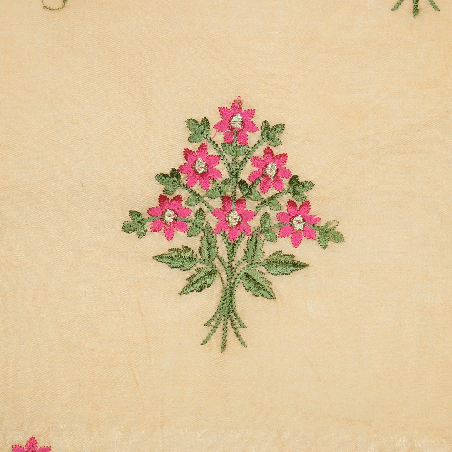 Urwa Peach Mul Chanderi Embroidered Fabric in Buta Pattern
