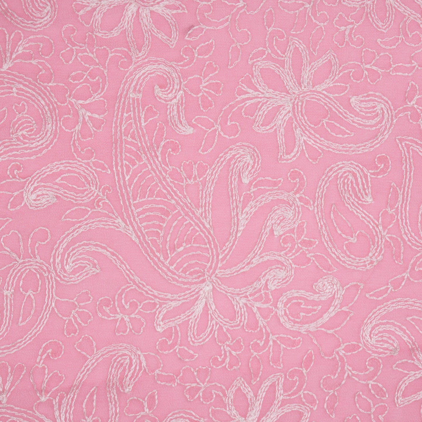 Arib Pink Mul Chanderi Embroidered Fabric in Jaal Pattern