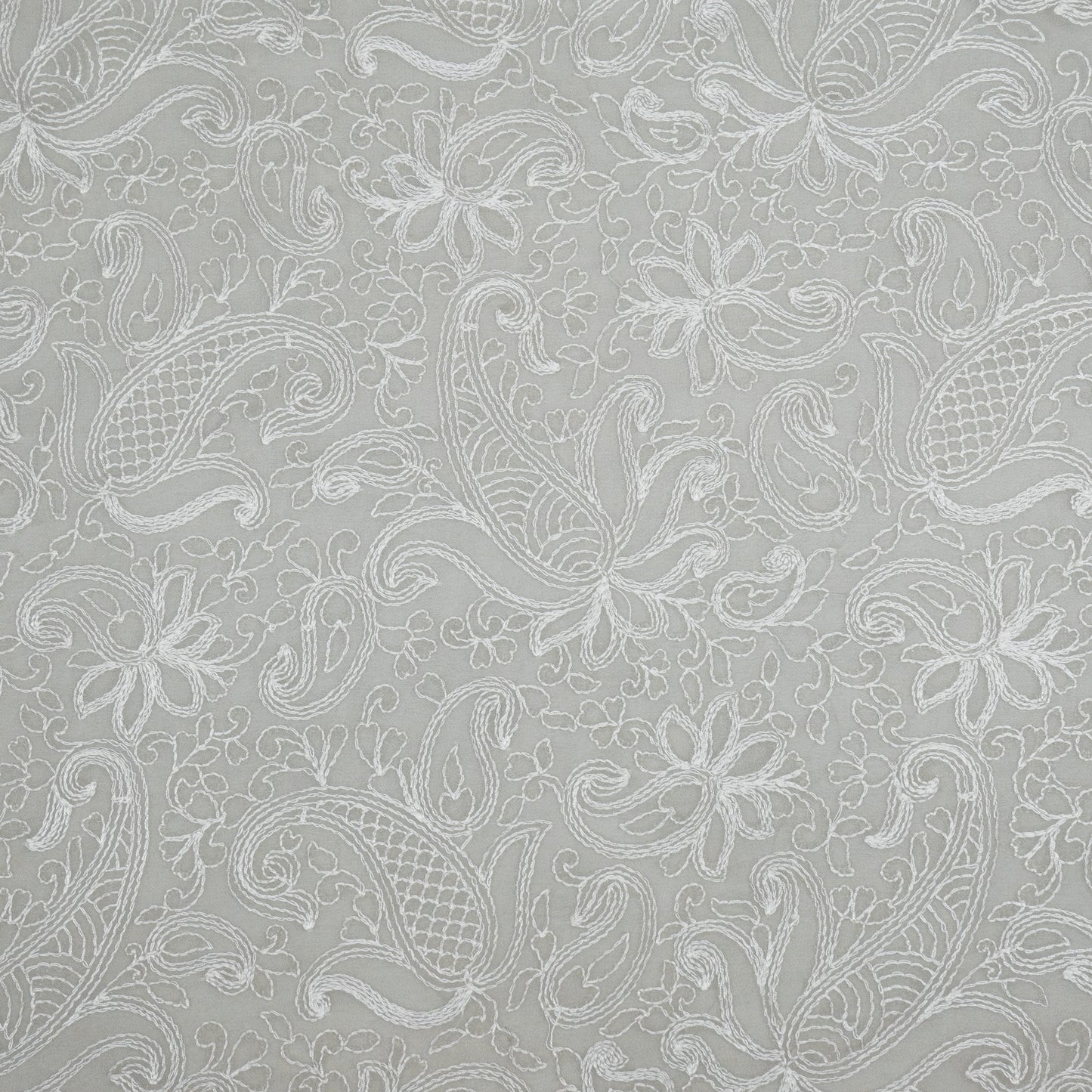 Arib Slate Grey Mul Chanderi Embroidered Fabric in Jaal Pattern