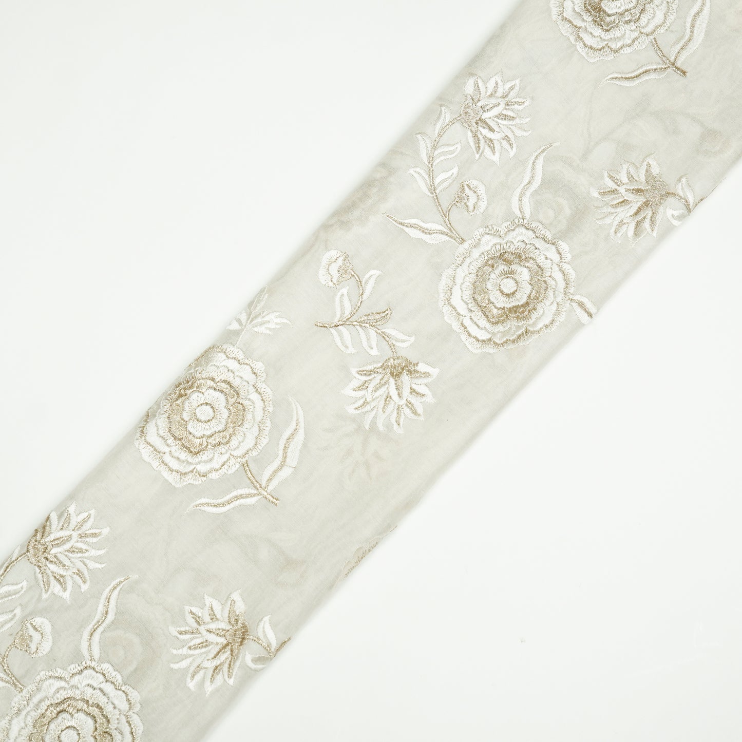 Ayat Ivory Viscose Georgette Embroidered Fabric in Buta Pattern