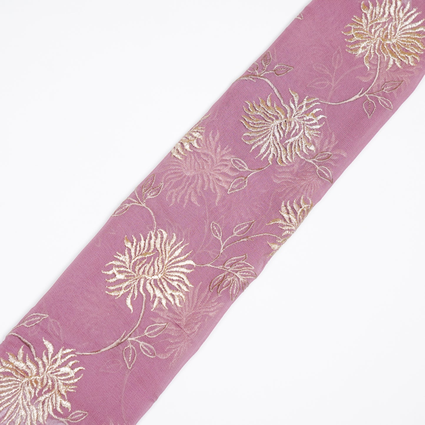 Aaira Deep Mauve Viscose Georgette Embroidered Fabric in Jaal Pattern