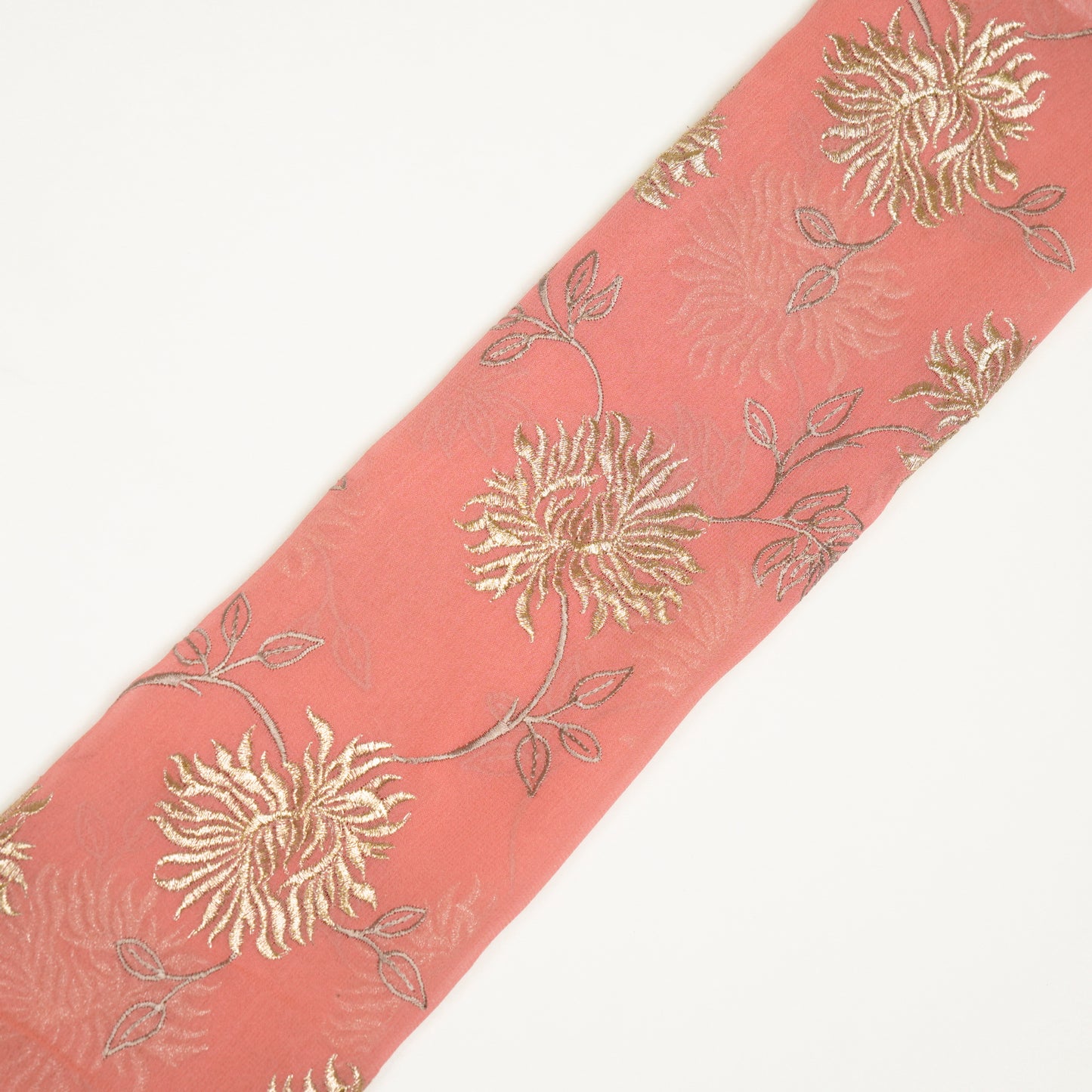 Aaira Gajari Viscose Georgette Embroidered Fabric in Jaal Pattern