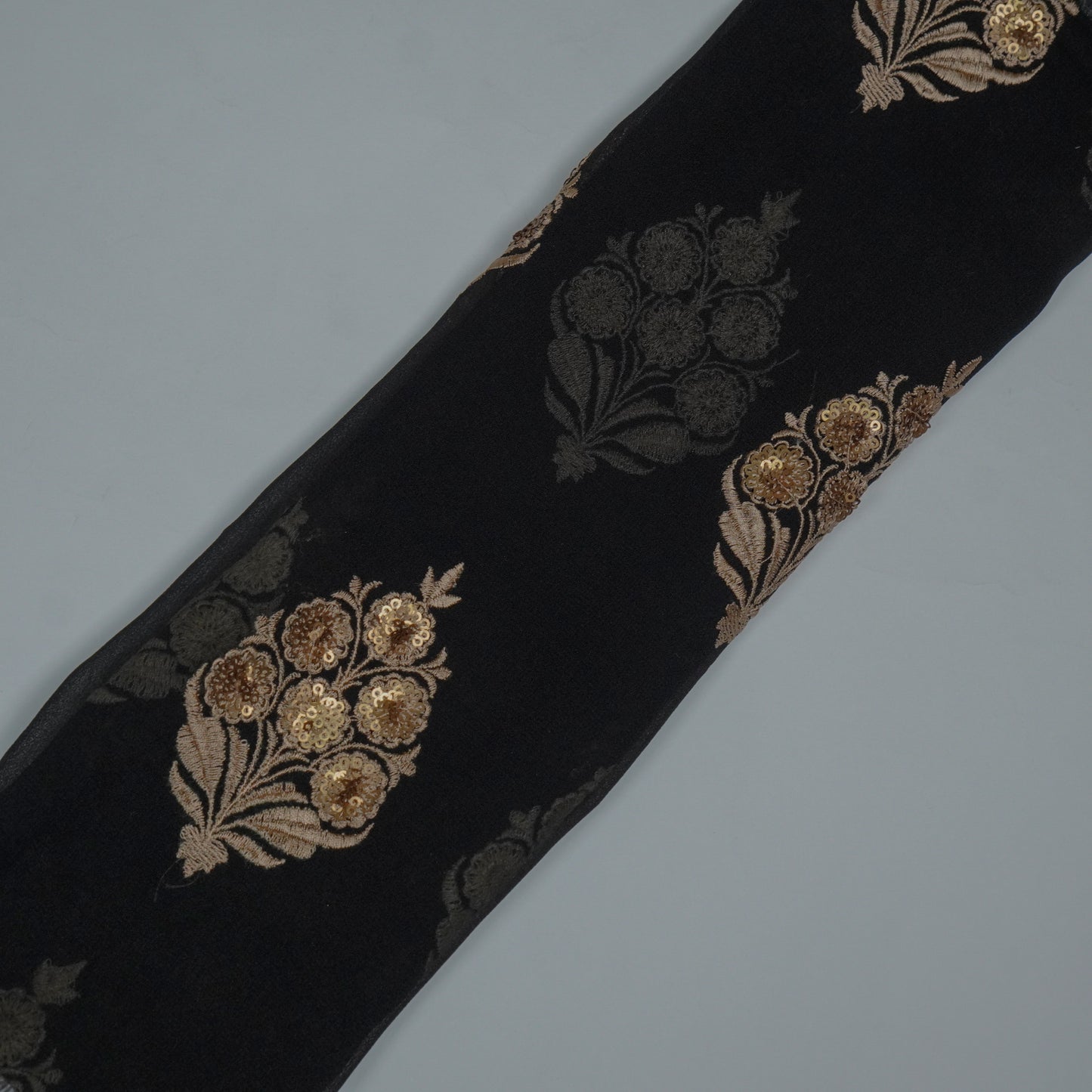 Abeeha Black Viscose Georgette Embroidered Fabric in Buta Pattern