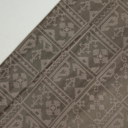 Seda Mouse Chanderi Embroidered Fabric in Jaal Pattern